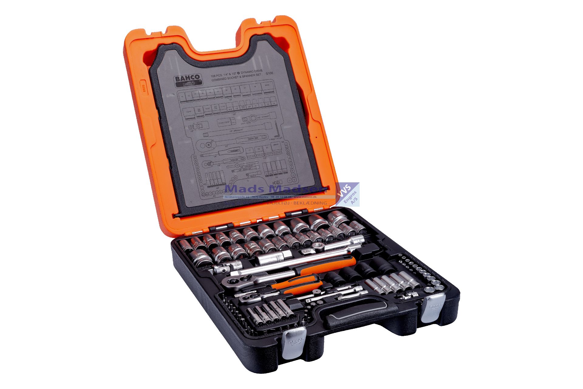 Topnøglesæt Bahco 1/4" + 1/2" S106 106 dele *NETTOPRIS*