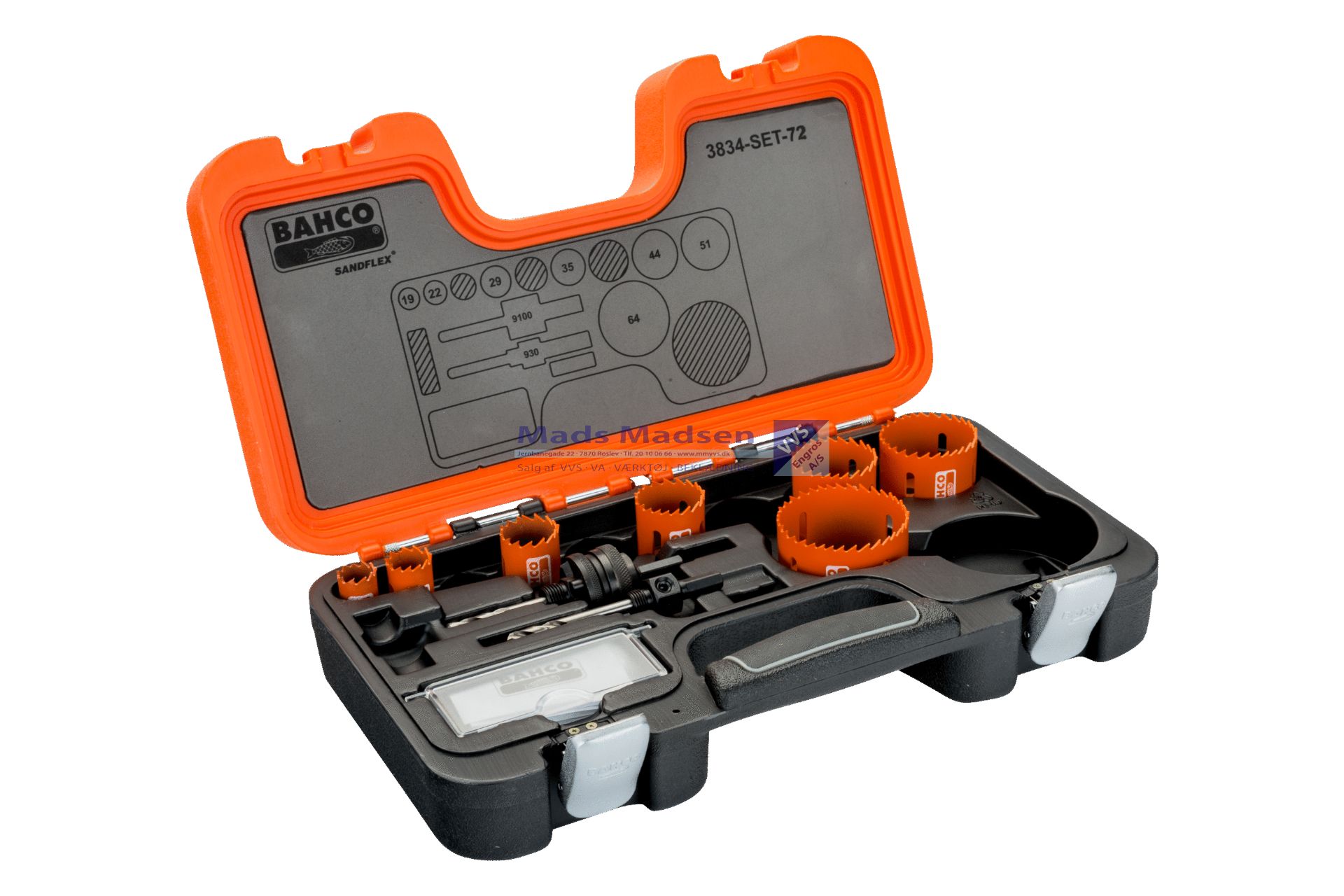 Hulsavesæt Bahco 3834-SET-72 19/22/29/35/44/51/64mm *NETTOPRIS*