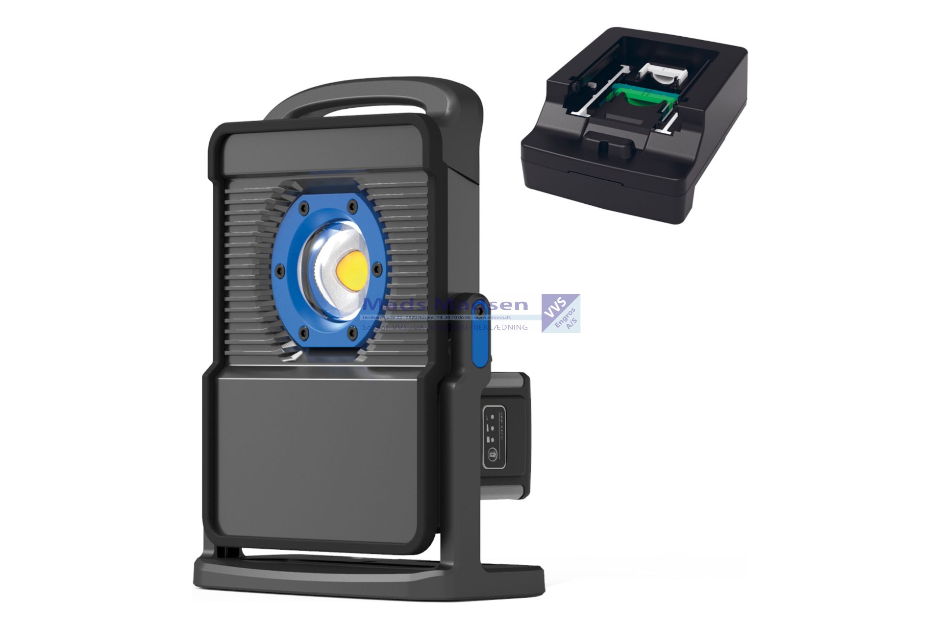 Blue Electric + Line Hybrid Arbejdslampe 21126 80W/10000 Lumen Incl. Batteriadapter t/ Hikoki, Makita, Bosch & Panasonic