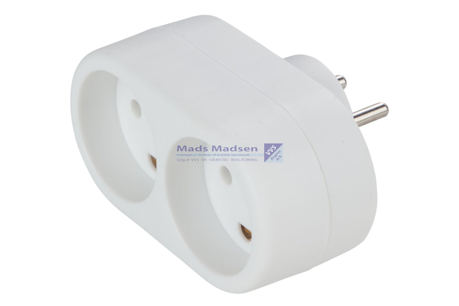 Stikdåse dobbelt 230V hvid med 2 udtag med jord *NETTOPRIS*