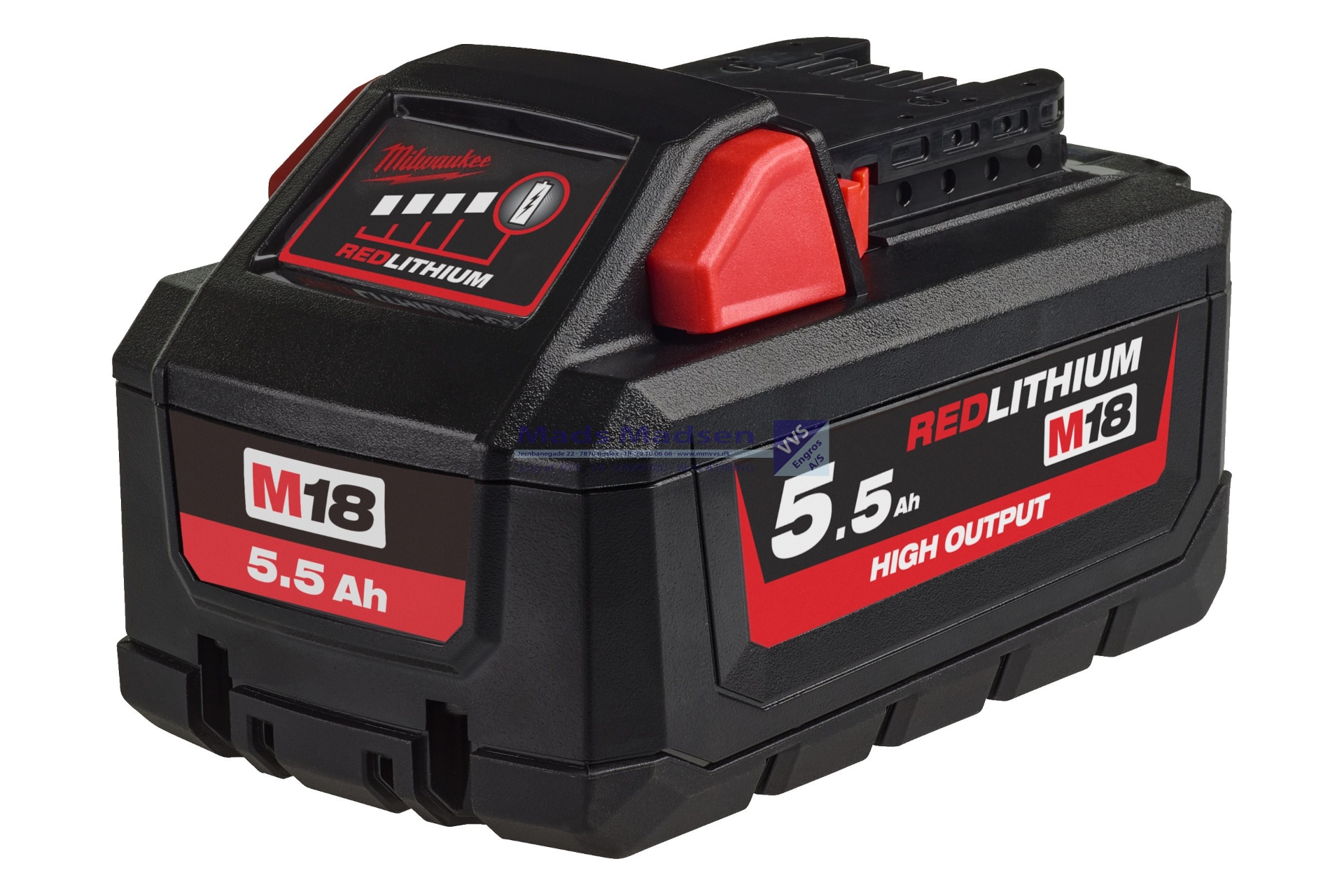 Milwaukee M18 HB5,5 akku batteri HIGH OUTPUT 18V 5,5Amp. incl.afgift 4932464712 *NETTOPRIS*