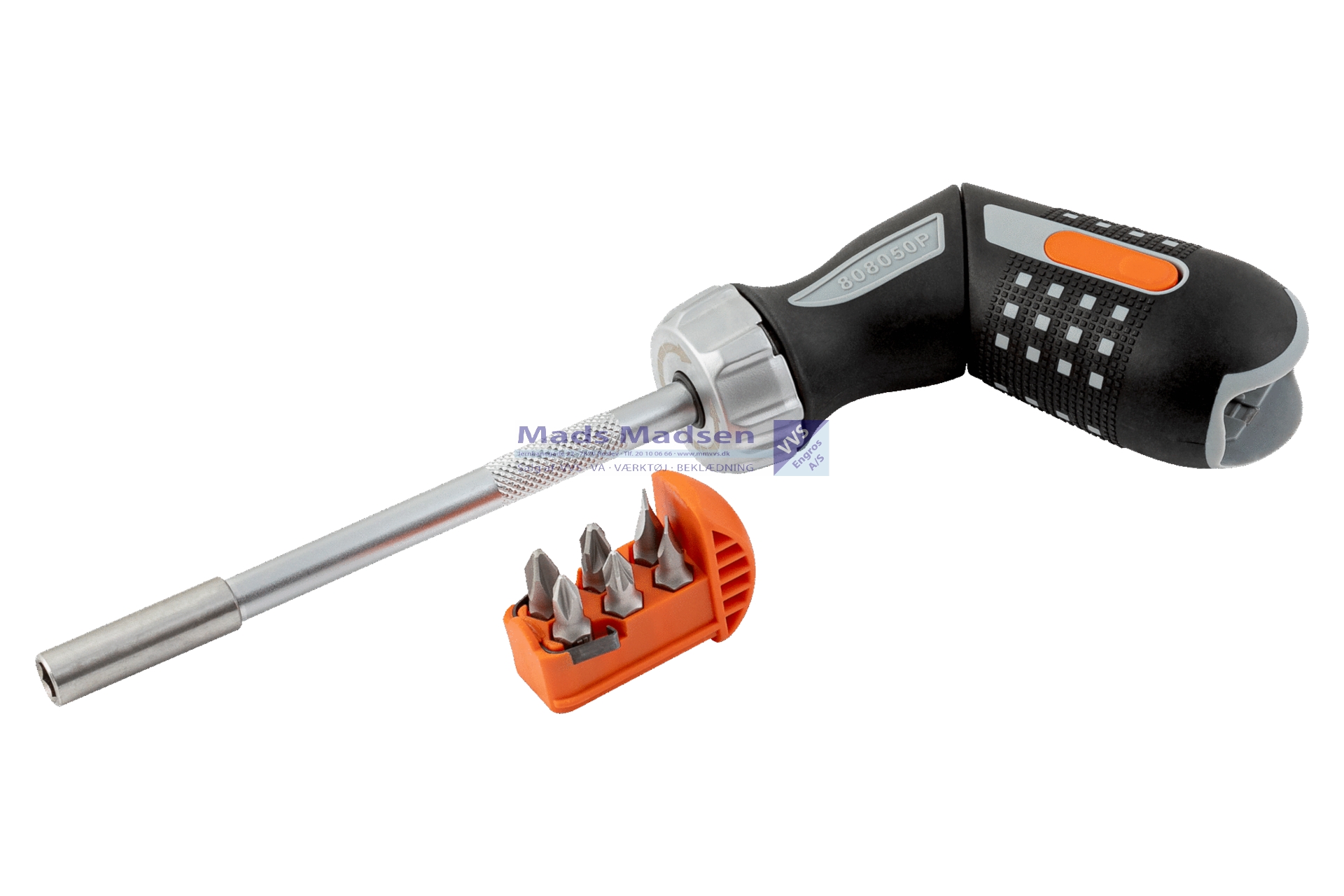 Bit-skraldeskruetrækker med pistolgreb 808050P m/ 6 bits Bahco *NETTOPRIS*