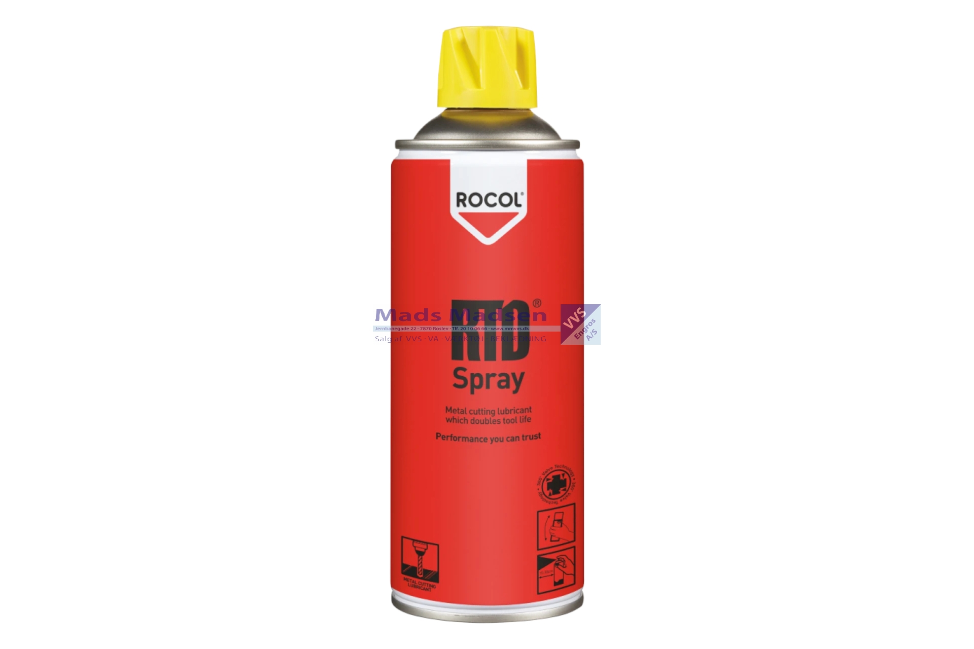Rocol RTD Skæreoliespray á 400 ml. - UN1950 - Farekl. 2 - RØD *NETTOPRIS*