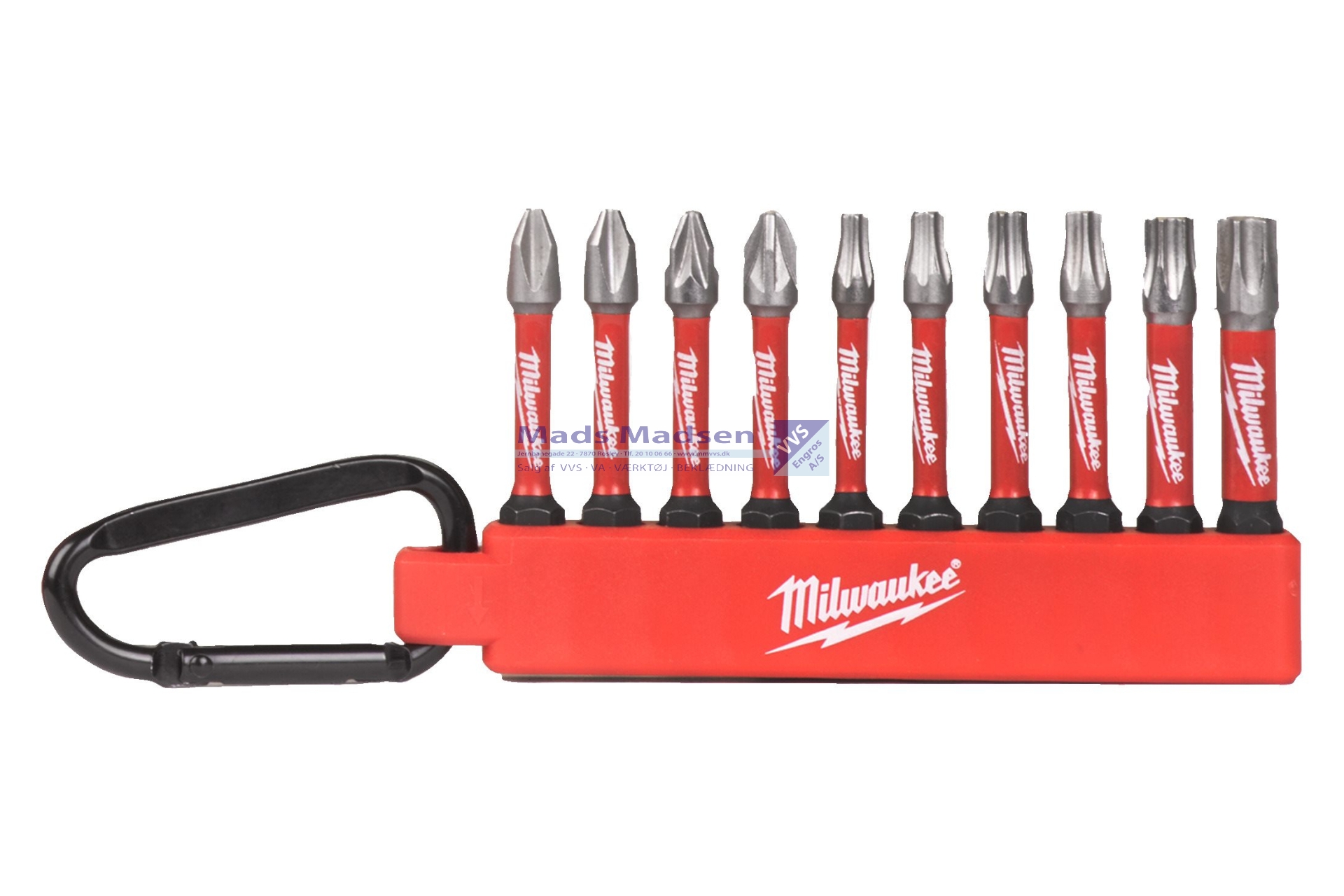 Milwaukee Bitsæt 10 dele m/ karabinhage 4932480941 *NETTOPRIS* SÅ LÆNGE LAGER HAVES