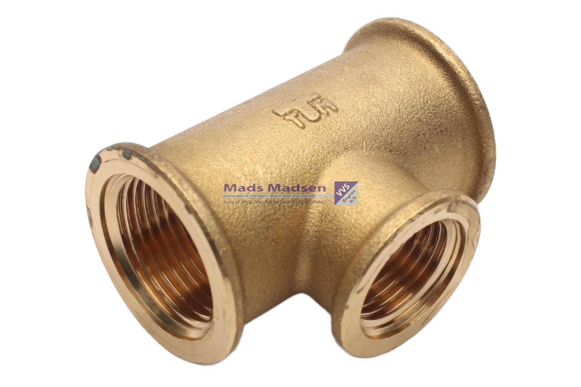 3/4" x 1/2" x 3/4" messing tee