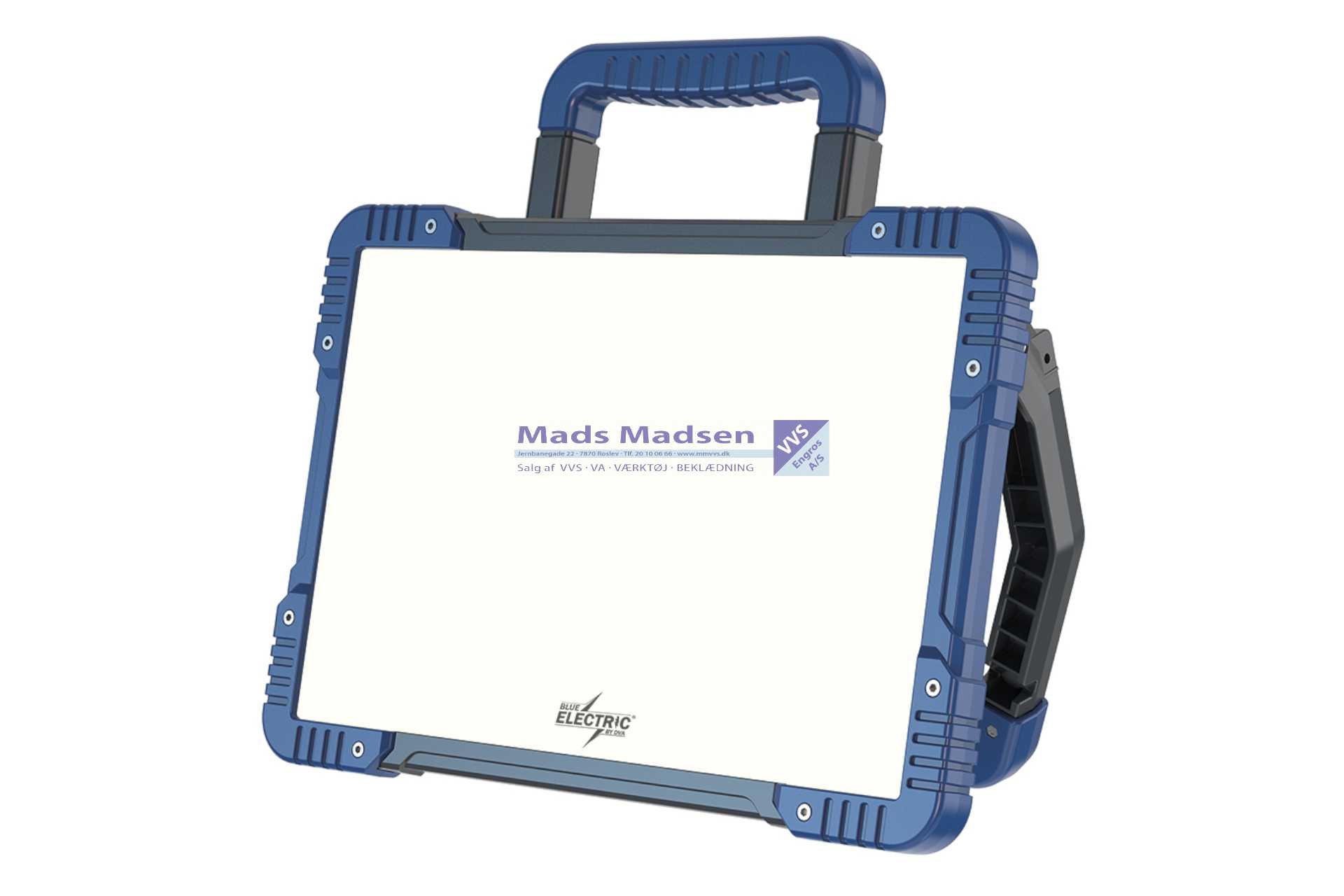 Blue Electric Arbejdslampe 40W 18V incl. adaptere for Dewalt, Milwaukee, Bosch og Makita. *NETTOPRIS*