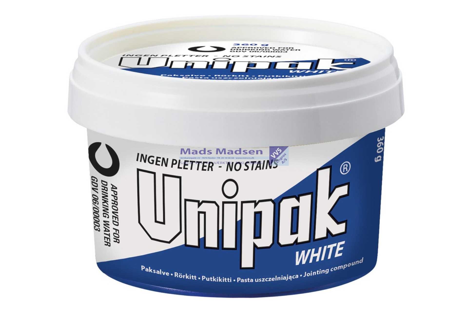 Unipak WHITE paksalve i dåse á 360 gr. 12 stk/krt