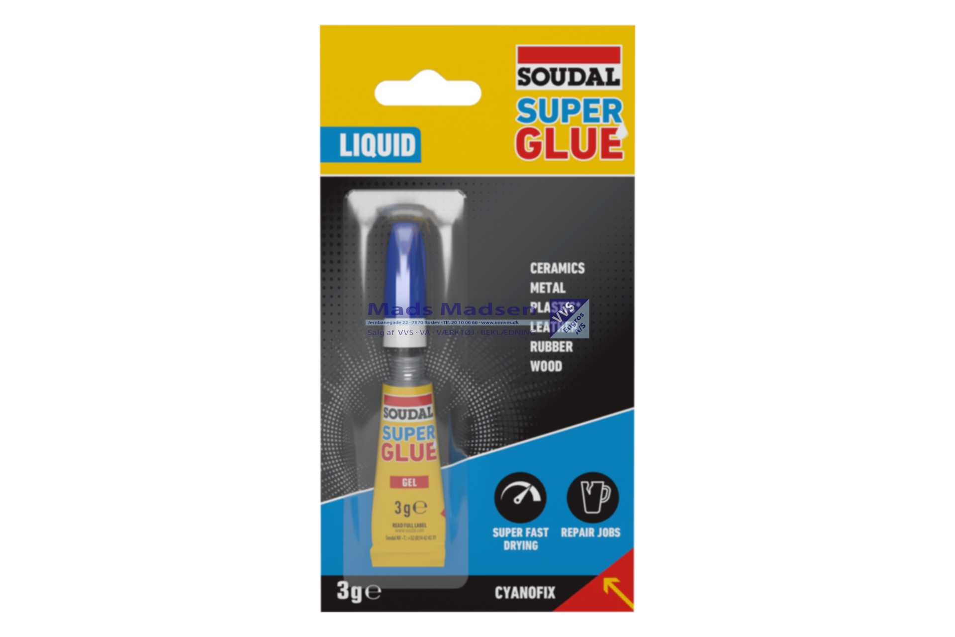 Soudal Super Glue Cyanofix 84A Hurtiglim á 3 gr. 100072 *NETTOPRIS*