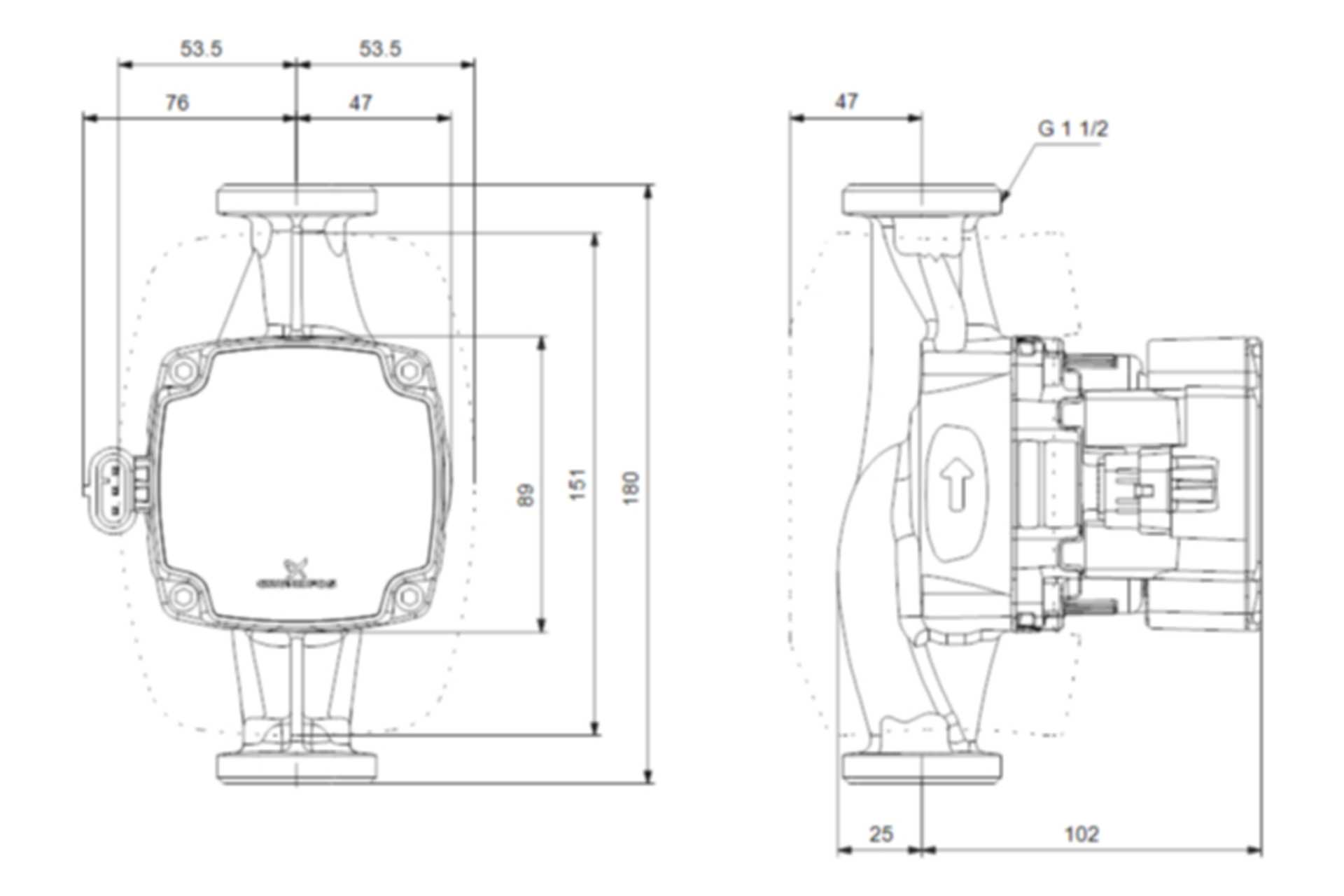 Grundfos Alpha1 GO 25-40 180 mm (uden Auto Adapt) - Billede 2