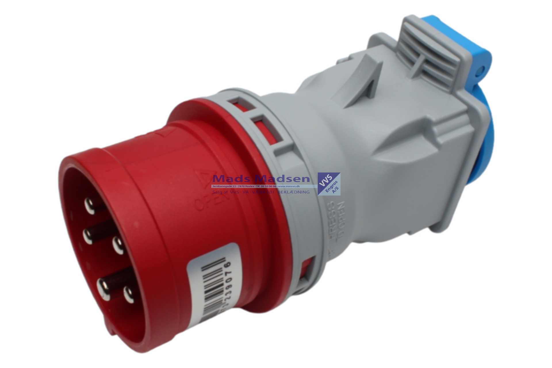 CEE Adapter 400V/16A ind / 230V DK jord ud *NETTOPRIS*