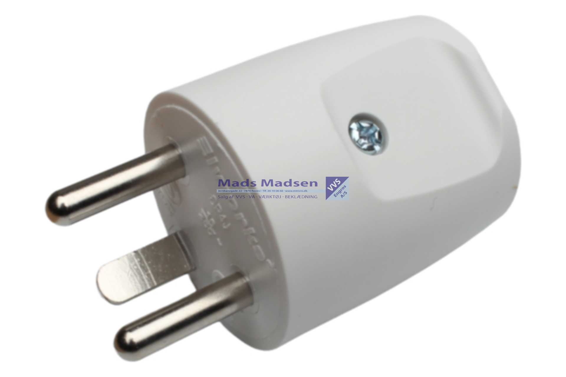 Stikprop 230V Rund hvid m/ jord *NETTOPRIS*