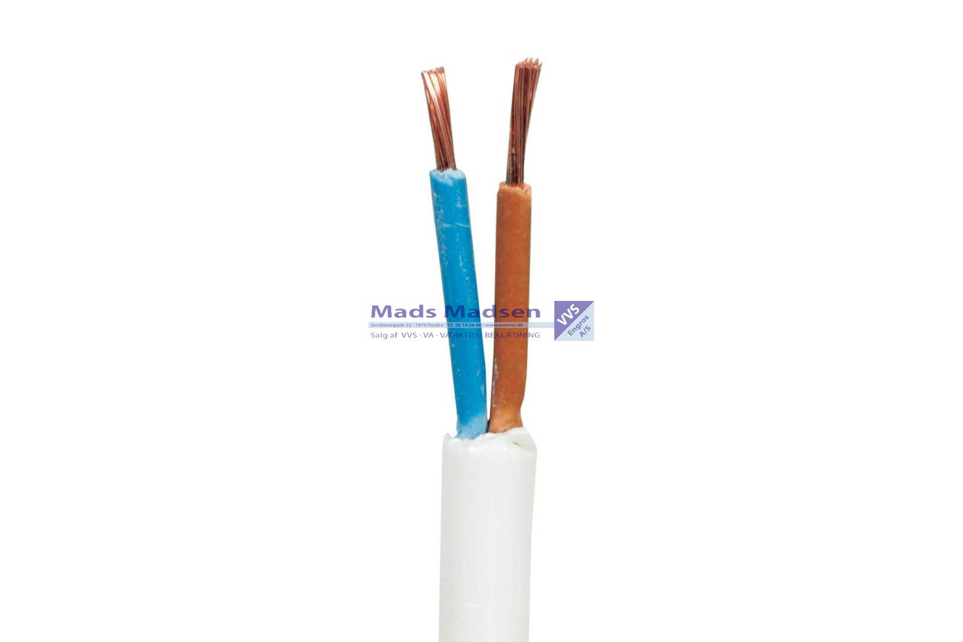 Plastkappeledning 2G0,75 hvid H03VV-F 100 mtr/rl