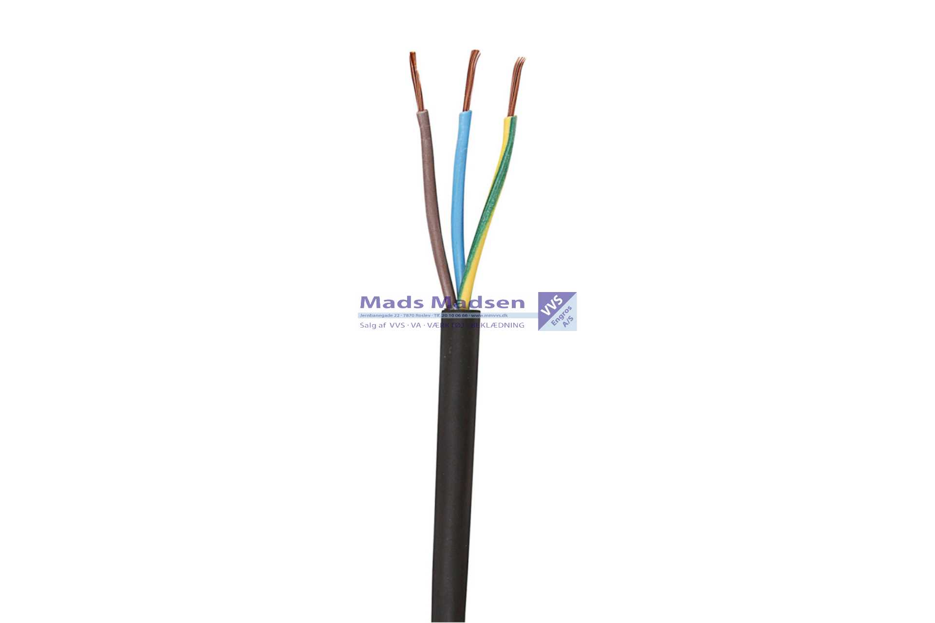 Gummikabel 3G1,5 sort H07RN-F 50 mtr/rl