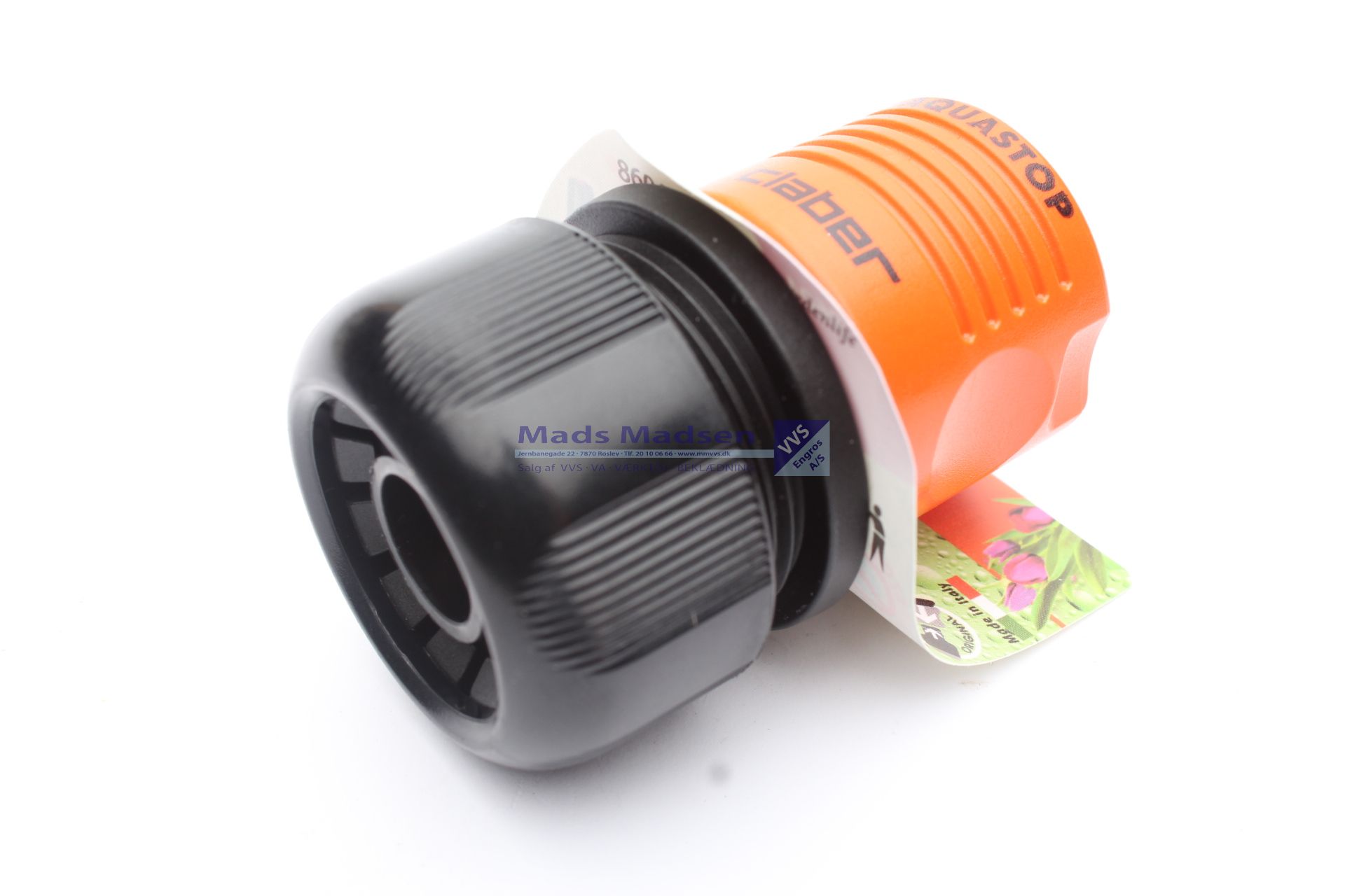 1/2" slangekobling med stop Plast