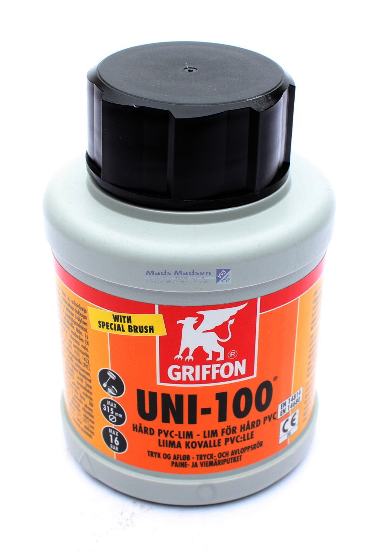 Griffon uni-100 PVC lim á 250ml. m/ pensel - UN 1133 - Farekl. 3 *NETTOPRIS*