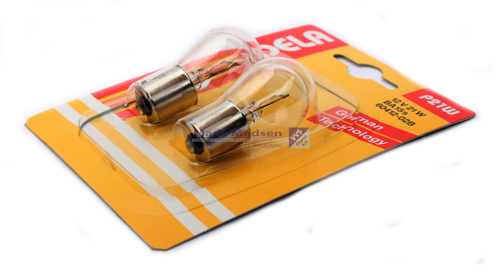 Auto Pære 12V-21W P21W klar pak a 2 stk. *NETTOPRIS*