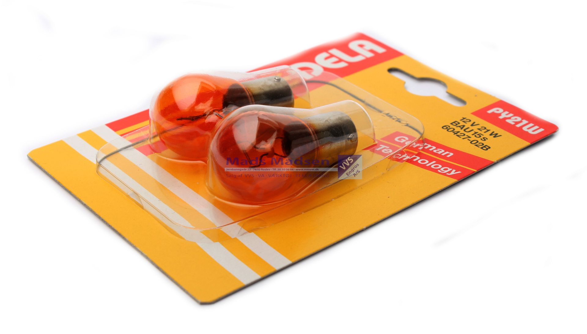 Auto Pære 12V-21W PY21W Amber pak a 2 stk. *NETTOPRIS*