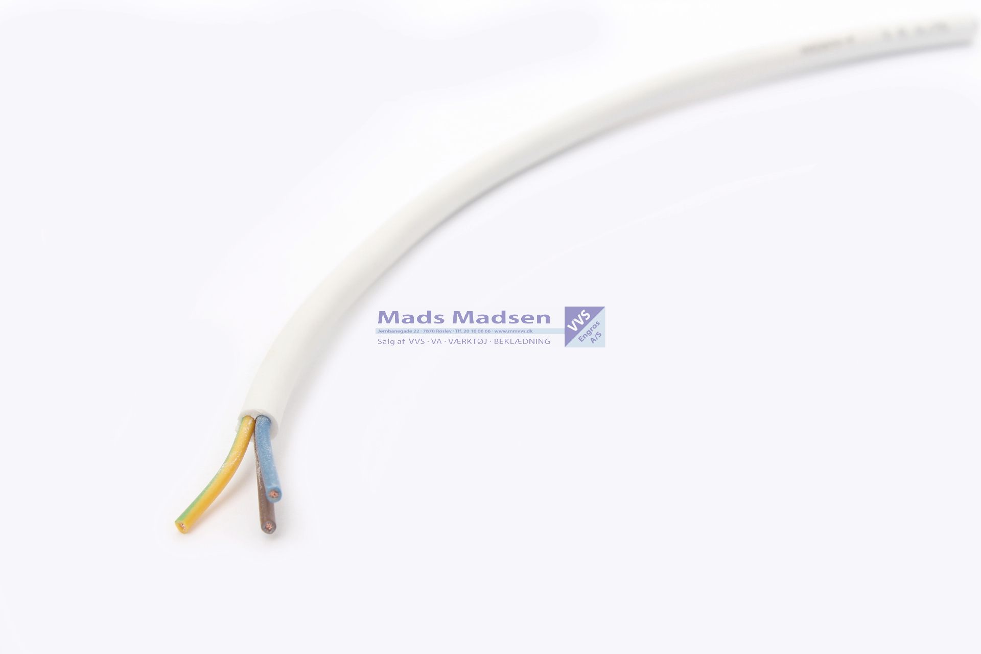 Plastkappeledning 3G0,75 hvid H03VV-F 100 mtr/rl