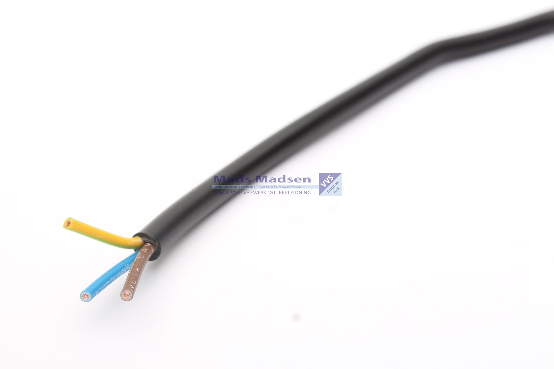 Plastkappeledning 3G0,75 sort H03VV-F 100 mtr/rl