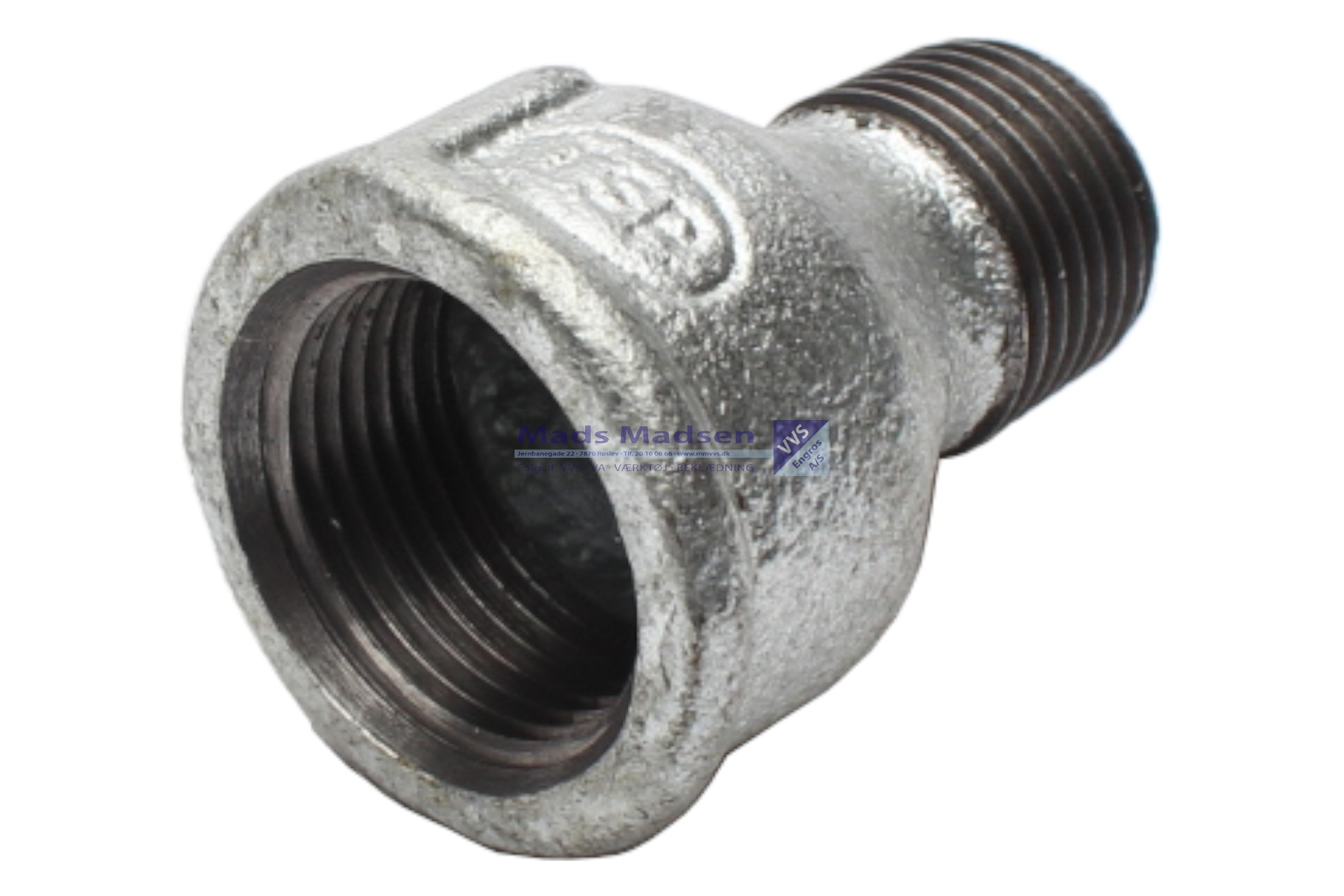 2" x 1 1/2" galv. spidsmuffe