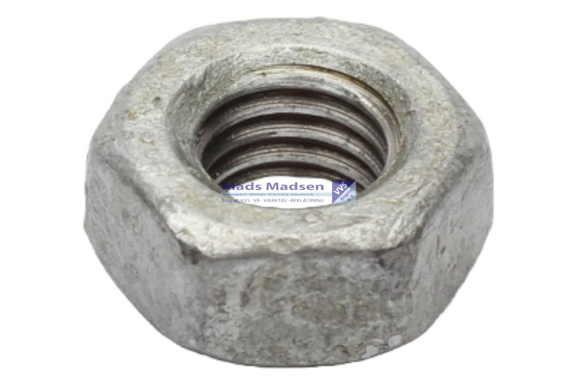 M20 stålmøtrik DIN 934 8.8 Varmtgalv. FZV 25 stk/pk