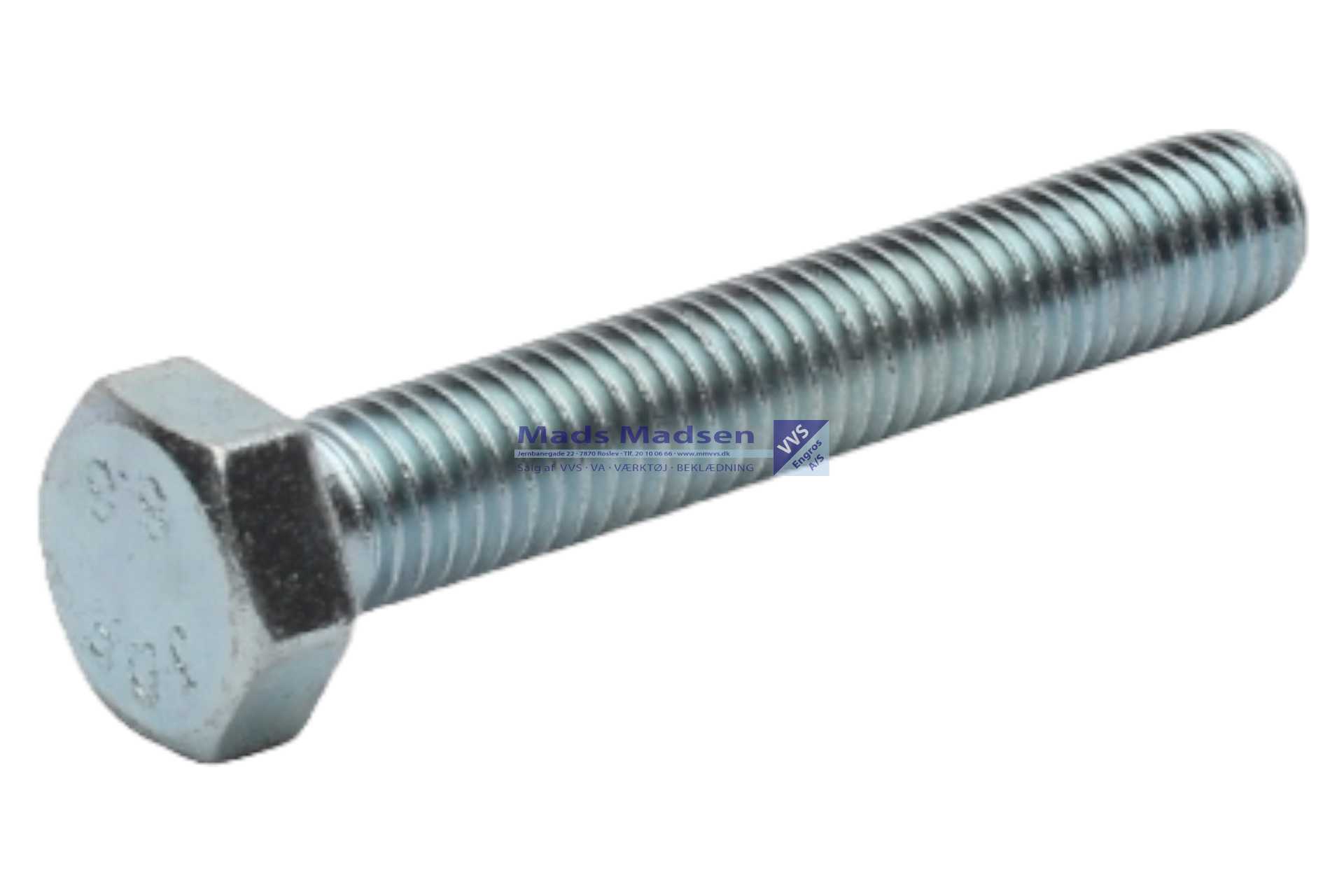 M12 x 60 Stålsætskrue DIN 933 8.8 FZB 100 stk/pk