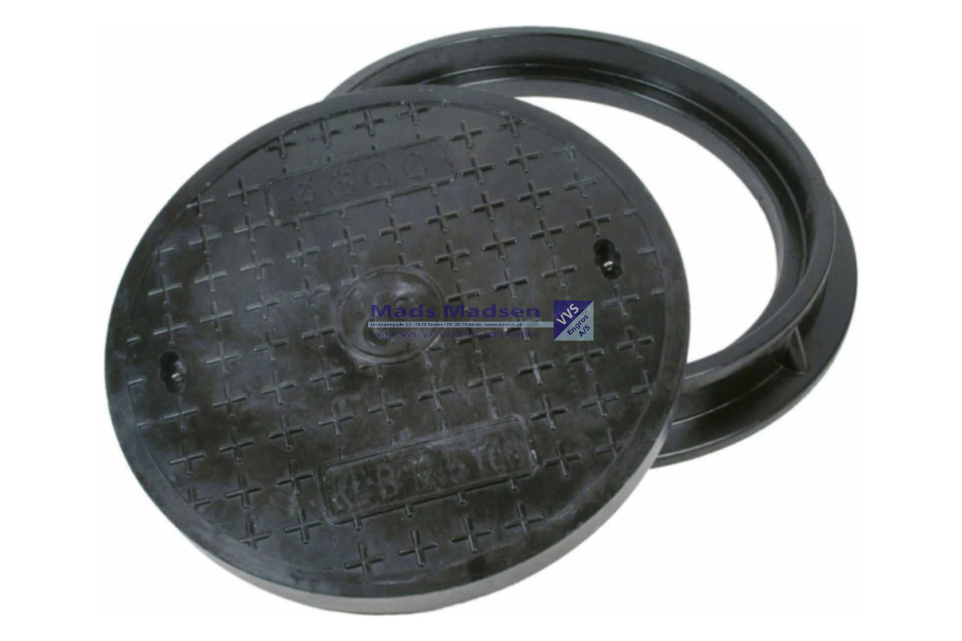 600mm Lauridsen rund karm/dæksel glasfiber KL.B 12,5T karmmål: Ø730mm