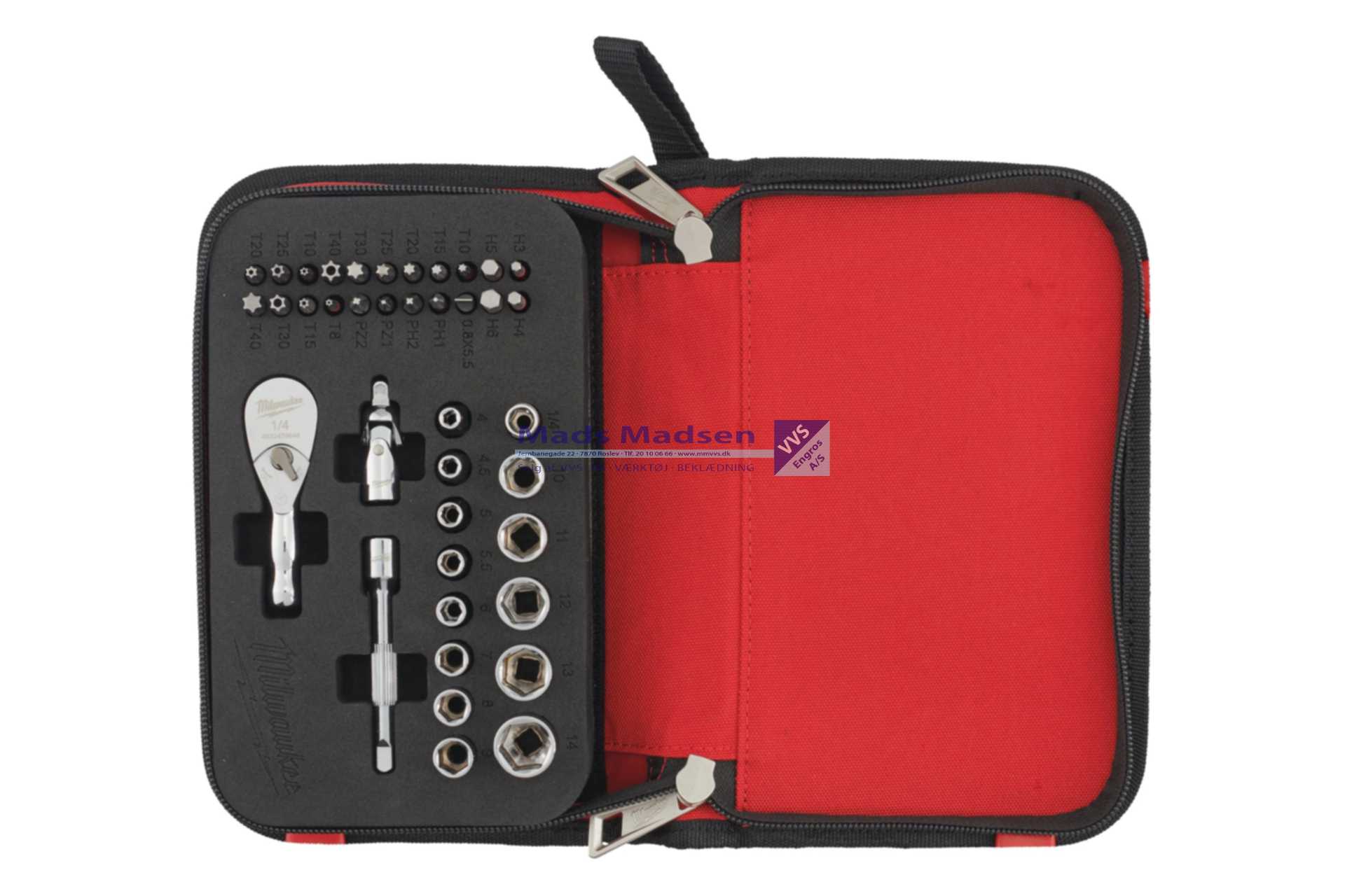 Milwaukee Skraldenøglesæt kompact 1/4" 39 dele 4932492672 *NETTOPRIS*