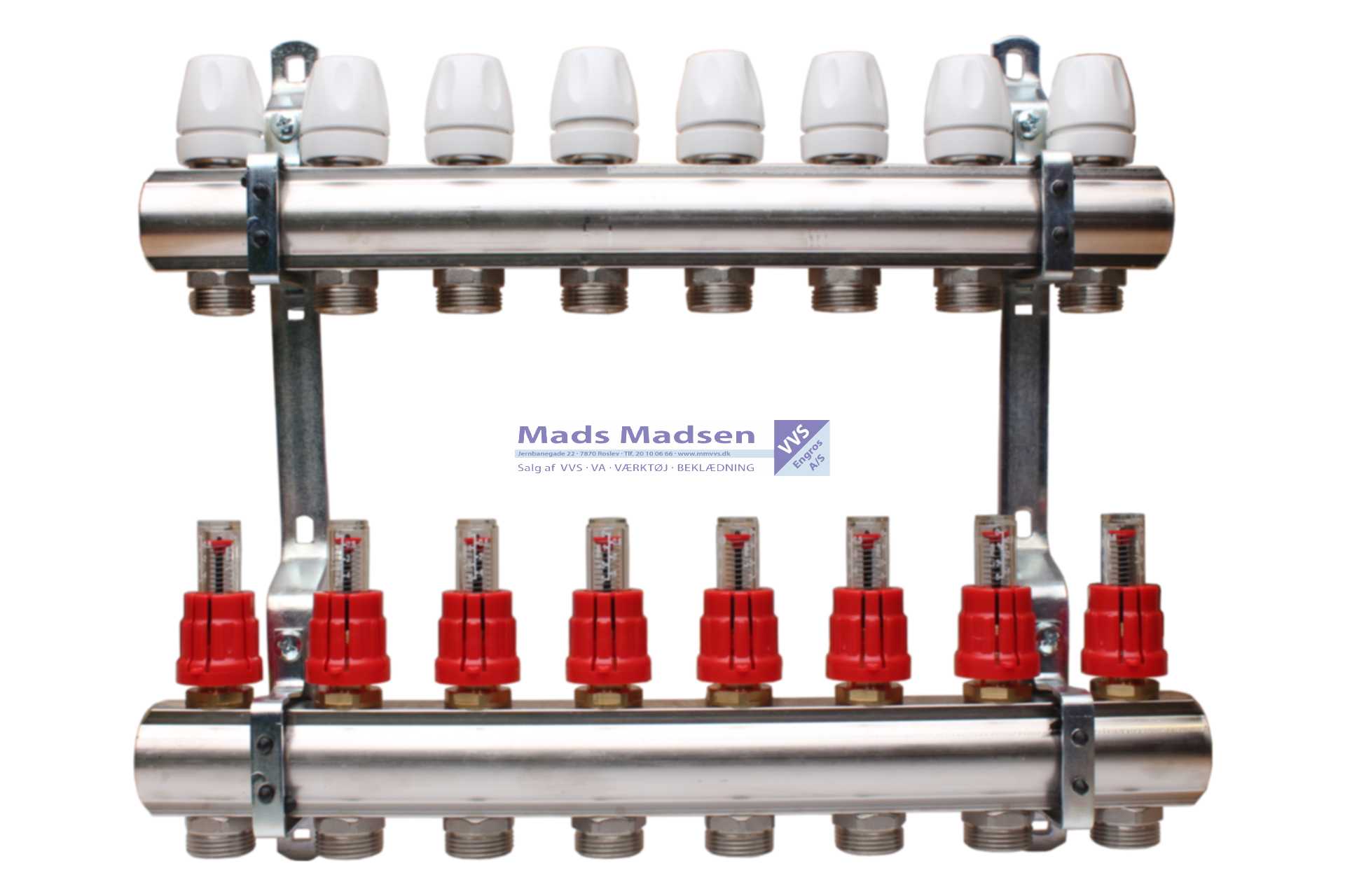 APE GV-unit m/flowmåler 8-rum eksl. Omløbersæt & endestykke - FLOWMÅLER PÅ FREMLØB