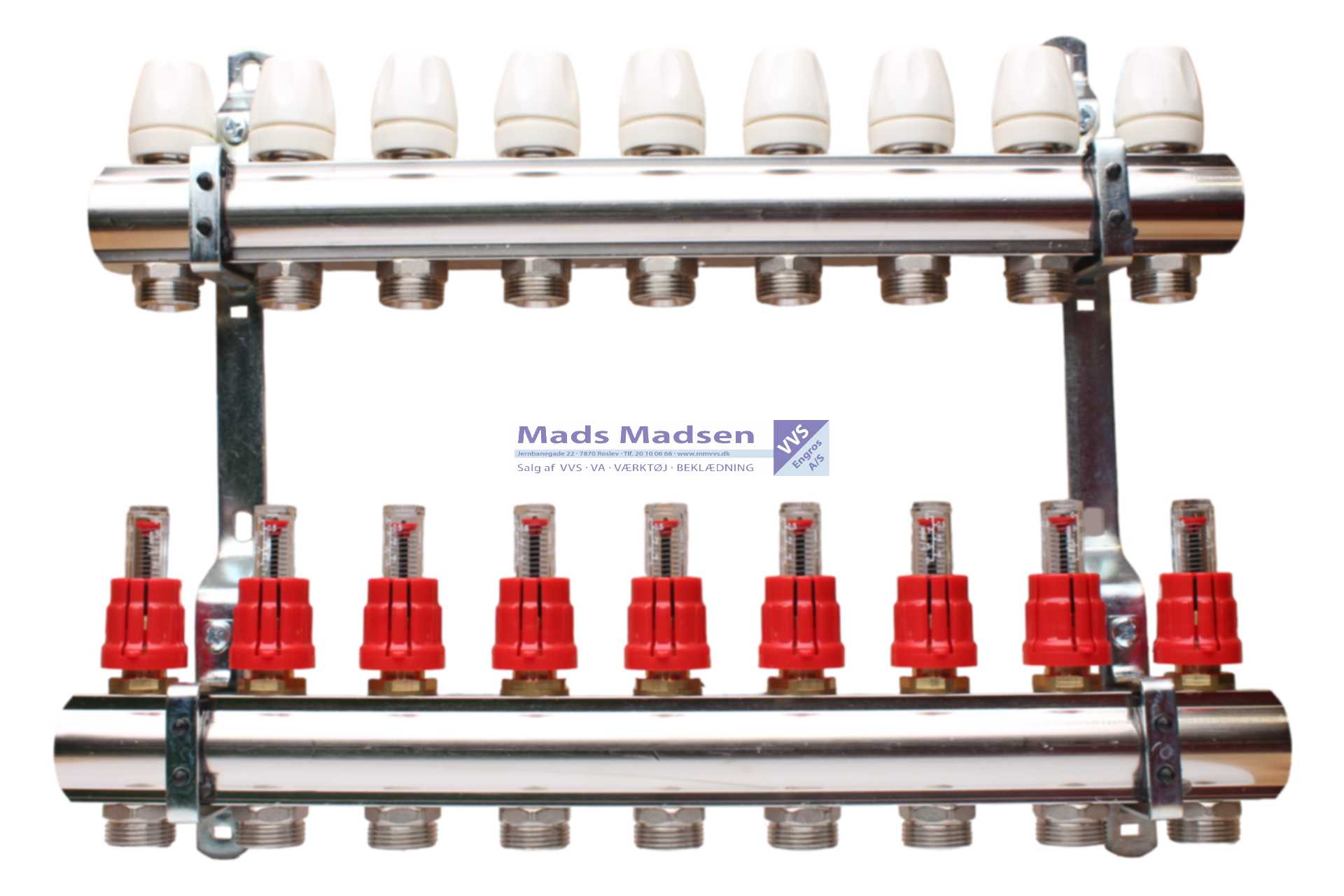 APE GV-unit m/flowmåler 9-rum eksl. Omløbersæt & endestykke - FLOWMÅLER PÅ FREMLØB