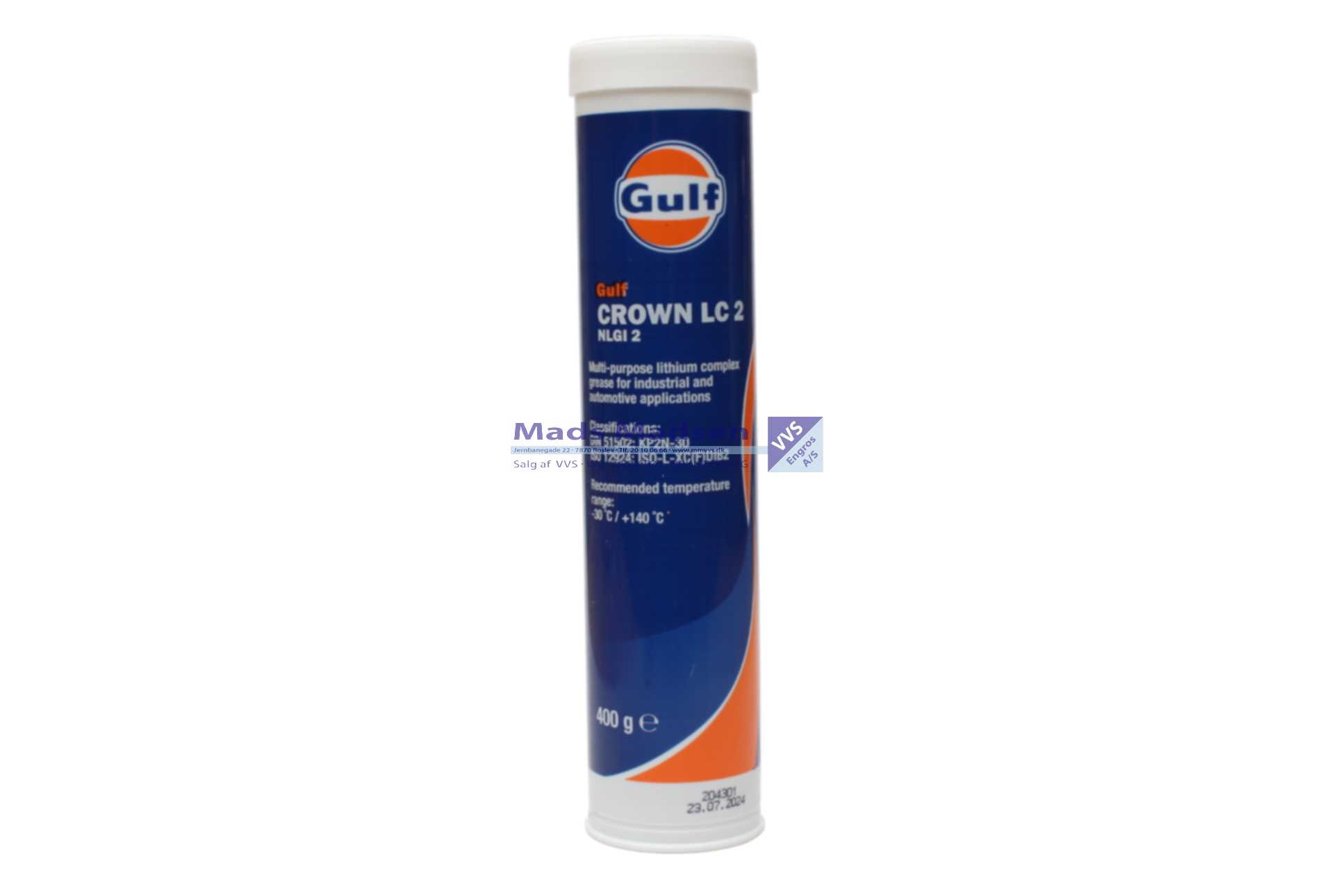 GULF Crown LC 2 Universalfedt 400 ML - Lithium Complex EP fedt. Tåler optil 220°C (incl. afgift) *NETTOPRIS*