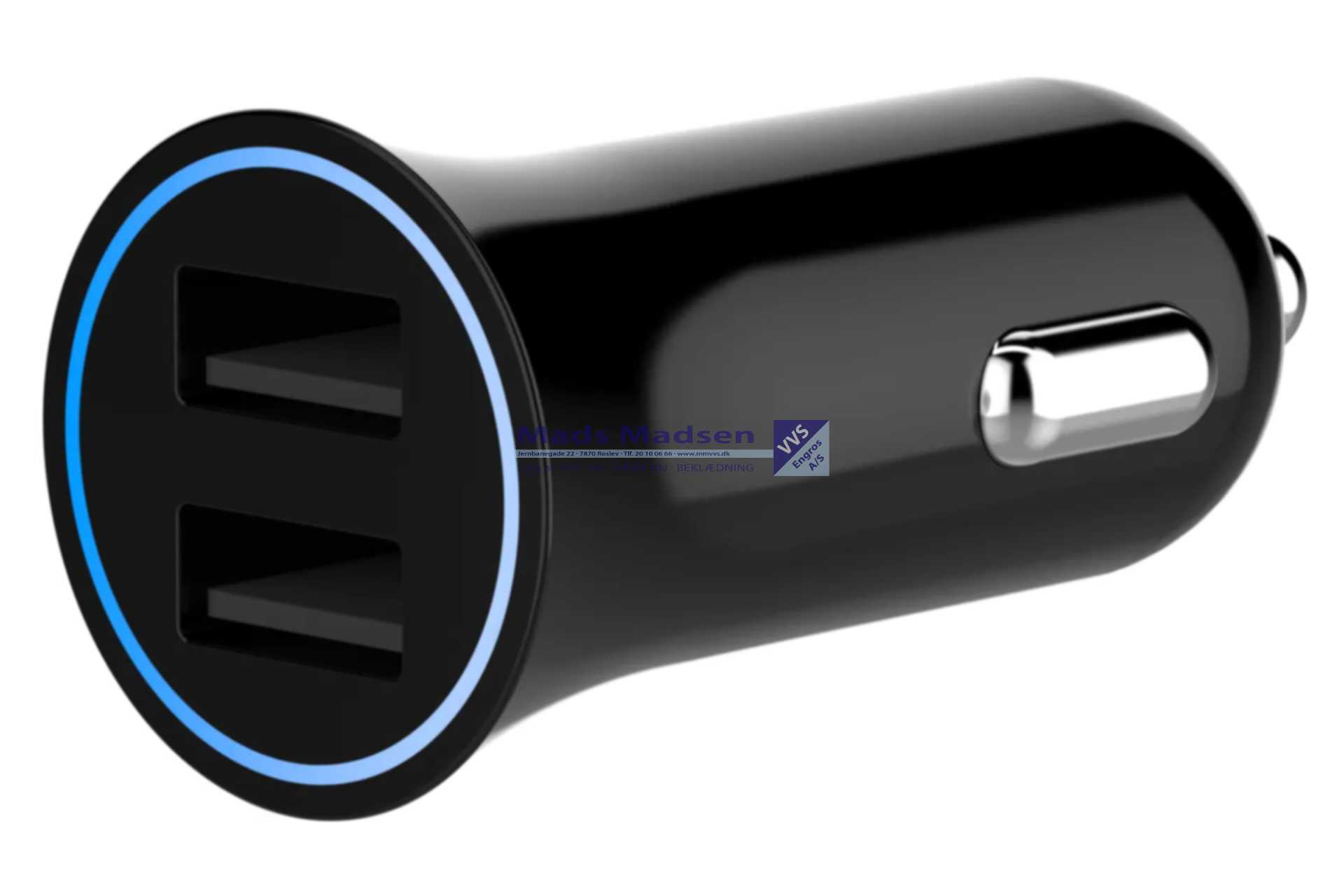 Biloplader 12V 2 x USB-A 2,4 Amp  *NETTOPRIS*