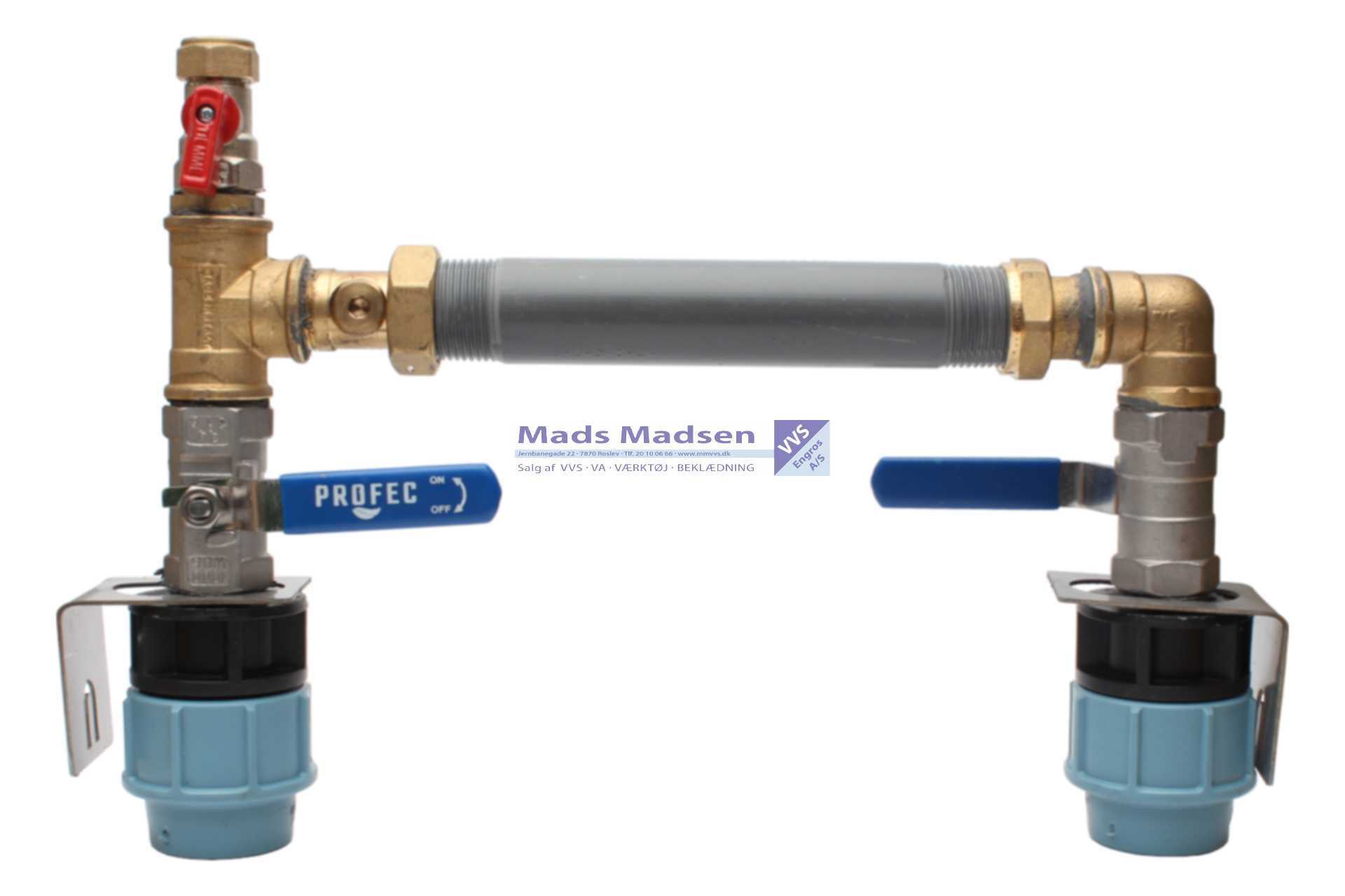 Ø400 Flow-Aqau "kødben" f/ målerbrønd model Skive- Nykøbing-Holstebro-Redsted 32mm m/syrefast kuglehaner 1" x 190mm