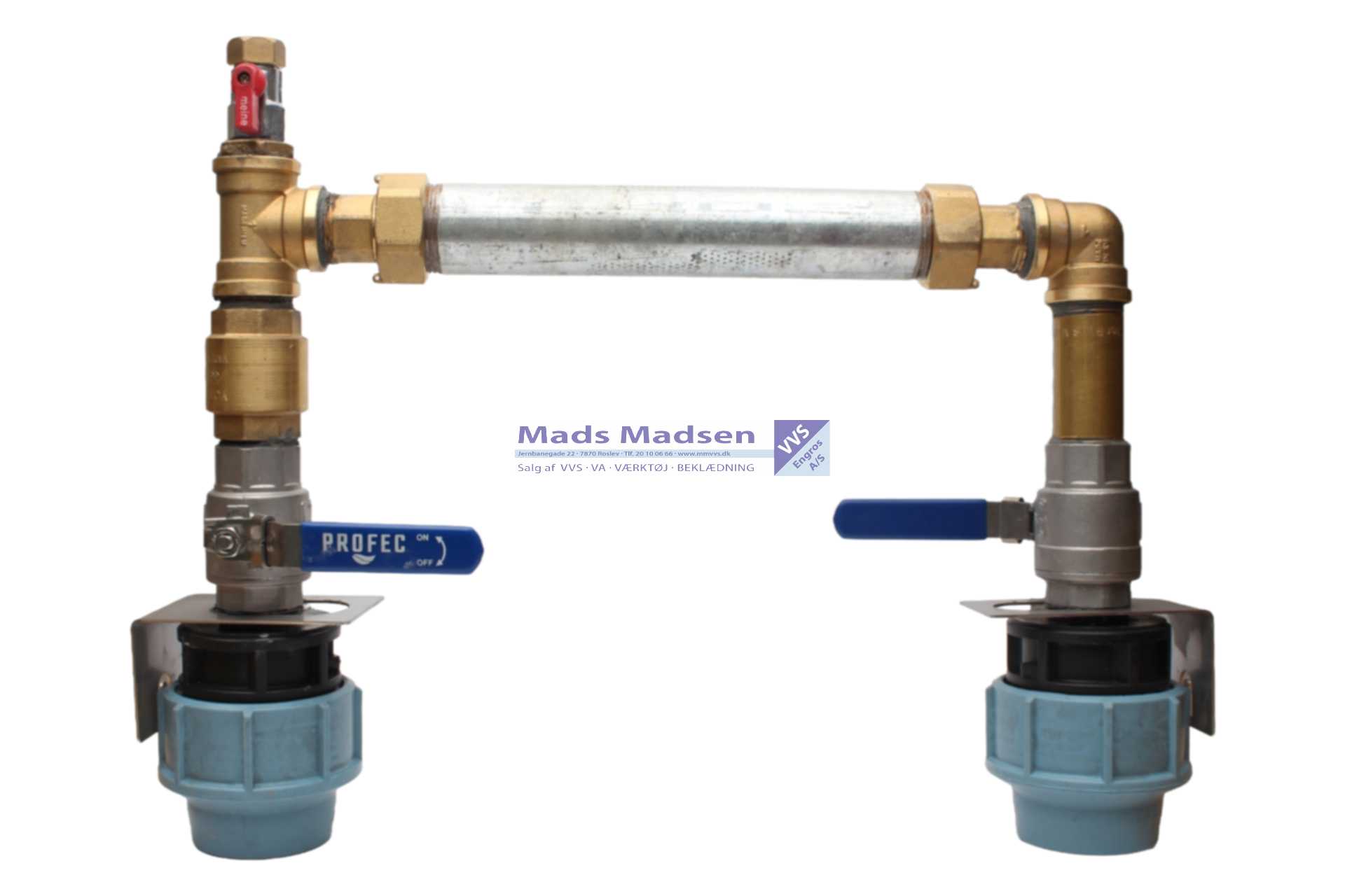 Ø500 Flow-Aqau "kødben" f/ målerbrønd model Skive 50mm m/ syrefast kuglehaner 1 1/4" x 260mm