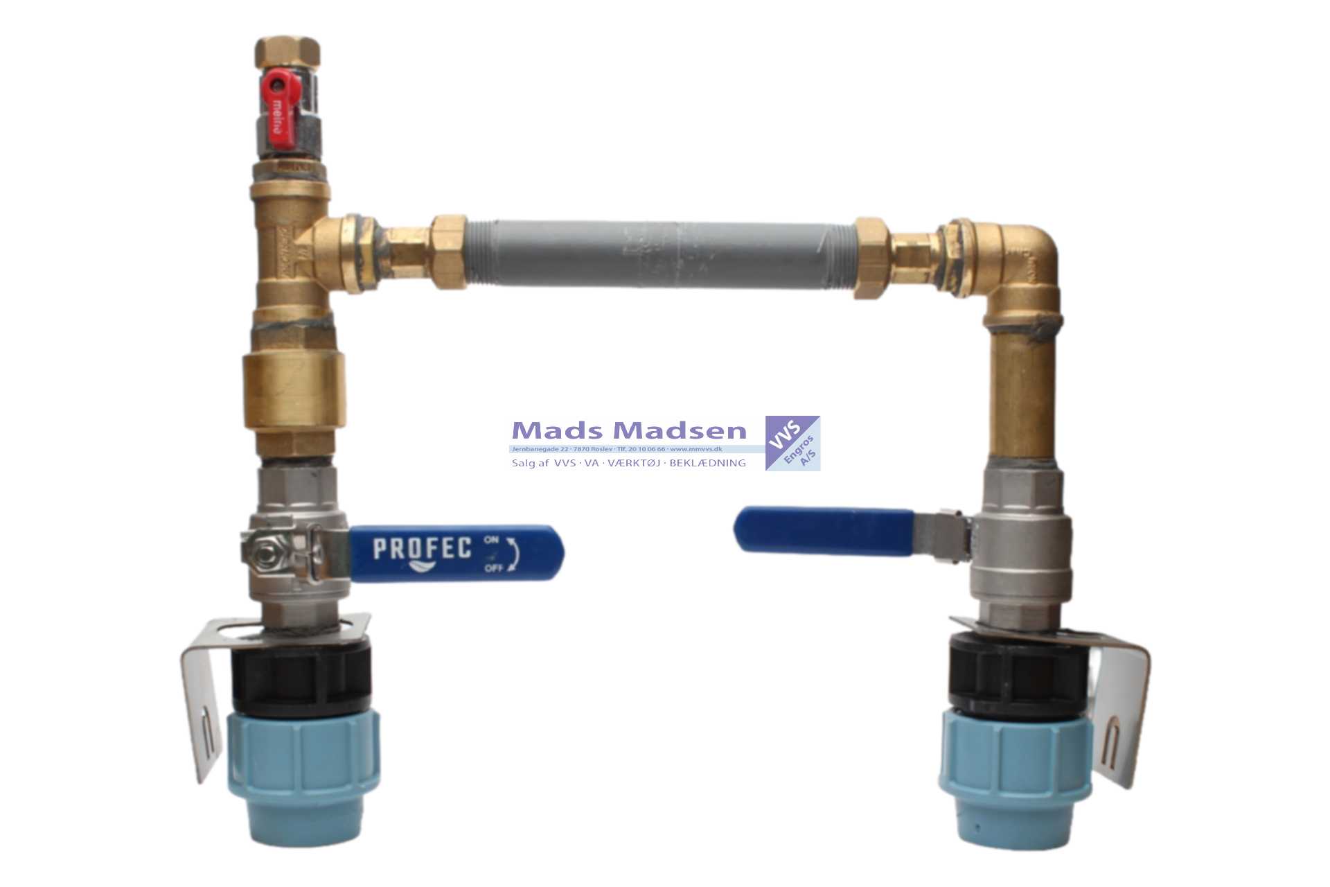 Ø400 Flow-Aqau "kødben" f/ målerbrønd 32mm model Roslev-Hjerk-Tødsø-Alsted-Sundby-Tøving-Flade-Sejerslev m/syrefast kuglehane 3/4" x 170mm