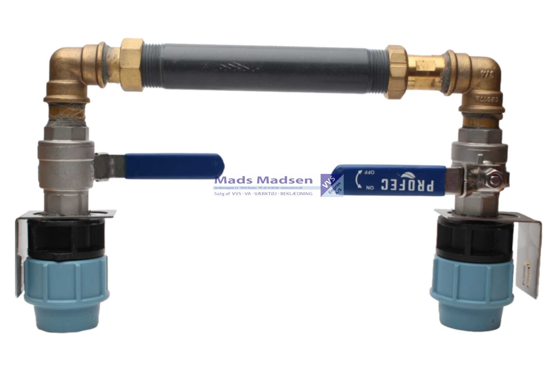 Ø400 Flow-Aqau "kødben" f/ målerbrønd model Rødding-Knud Strand 32mm m/syrefast kuglehaner 1" x 190mm