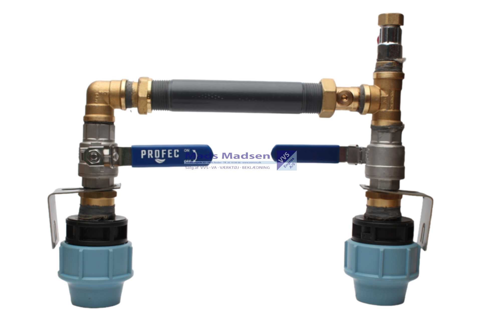 Ø400 Flow-Aqau "kødben" f/ målerbrønd model Skive-Nykøbing 40mm m/syrefast kuglehaner 1" x 190mm