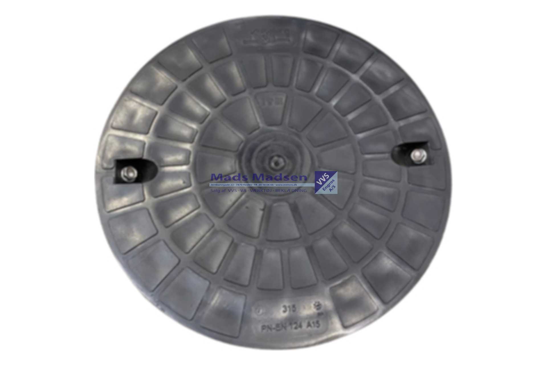 Ø315mm Kaczmarek PP låg/dæksel m/rustfri skruer 1,5T