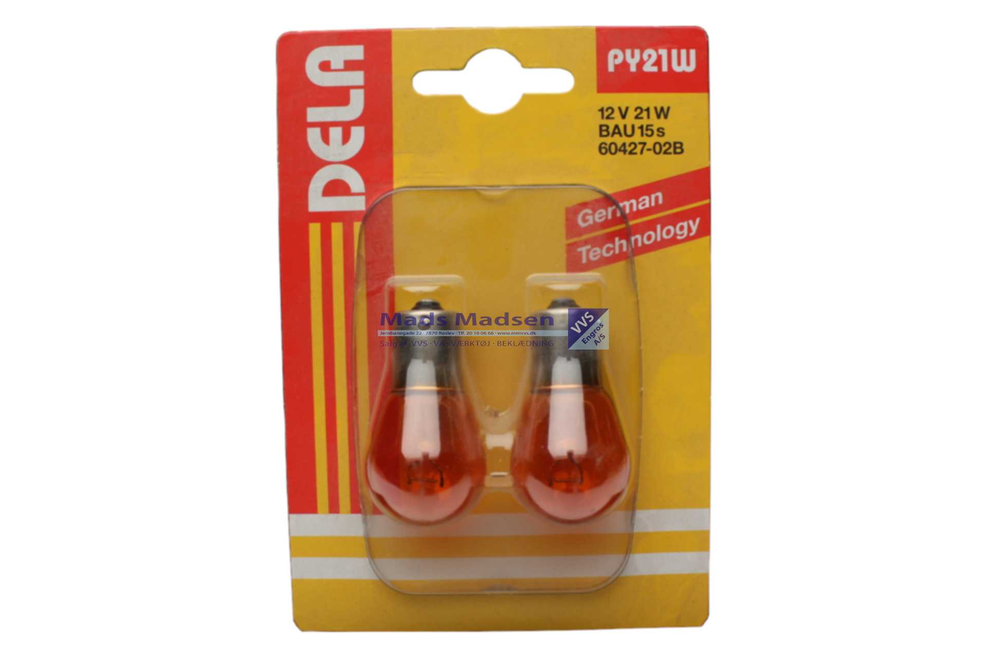 Auto Pære 12V-21W PY21W Amber pak a 2 stk. *NETTOPRIS*