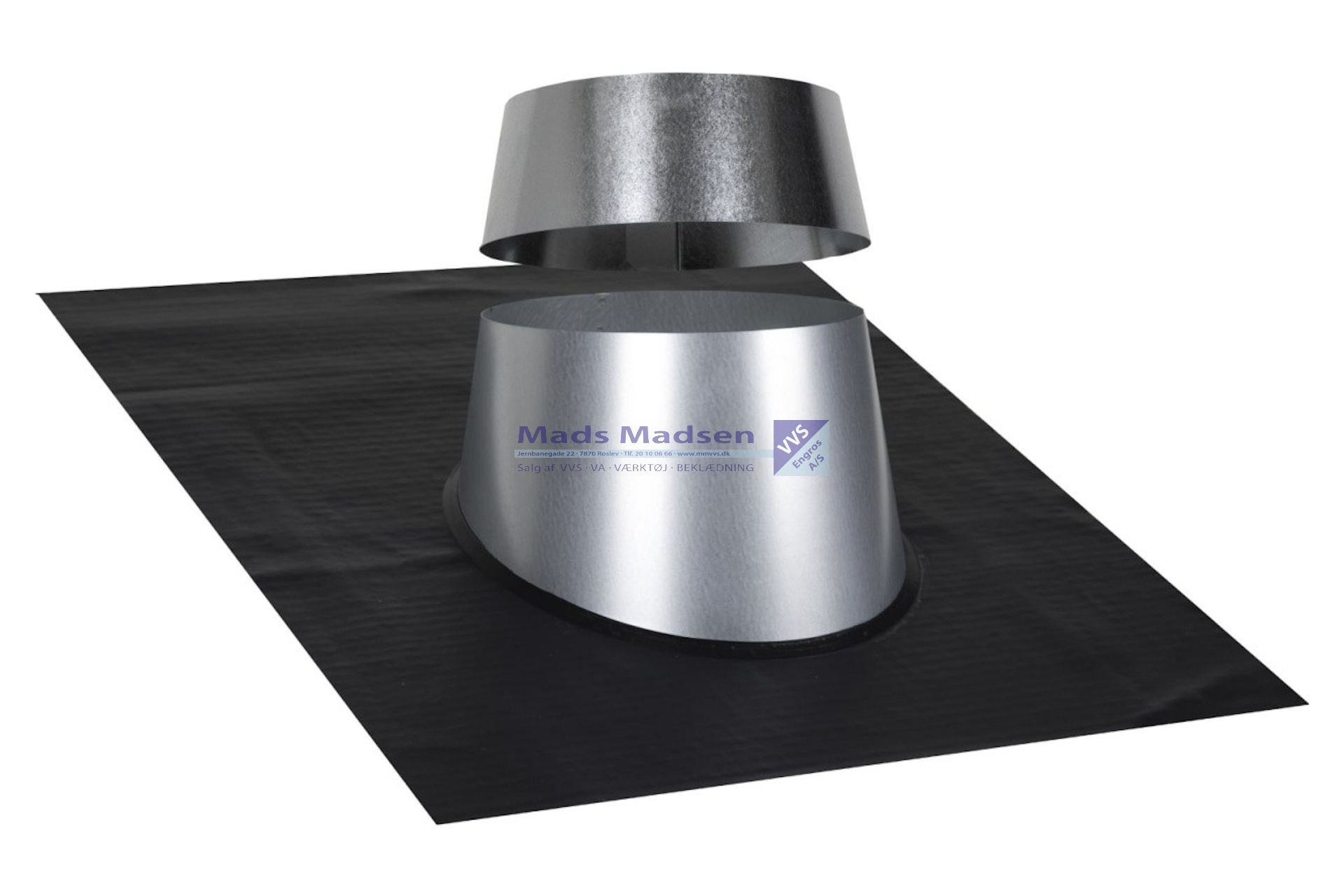 230mm Tagind. 10-32 blyfri SORT m/blank kegle f/Ø180mm skorsten