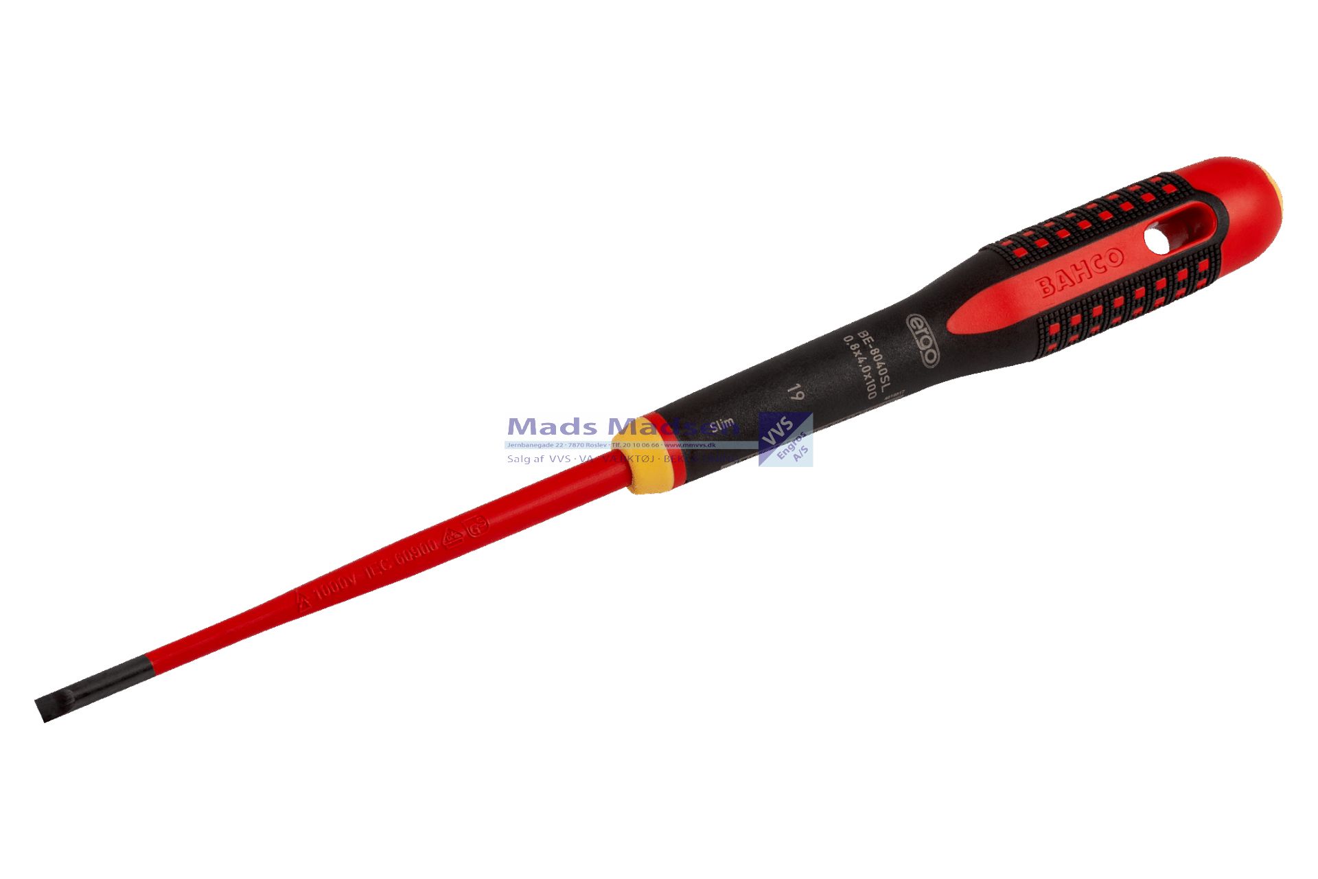 Skruetrækker 1000V Bahco Ergo 8220SL 3,0 x 100mm SLIM *NETTOPRIS*