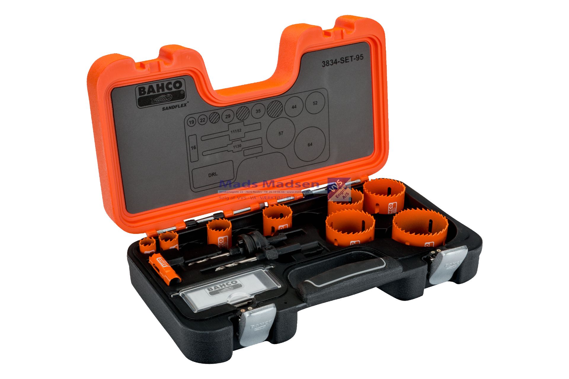 Hulsavesæt Bahco 3834-SET-95 16/19/22/29/35/44/52/57/64mm *NETTOPRIS*