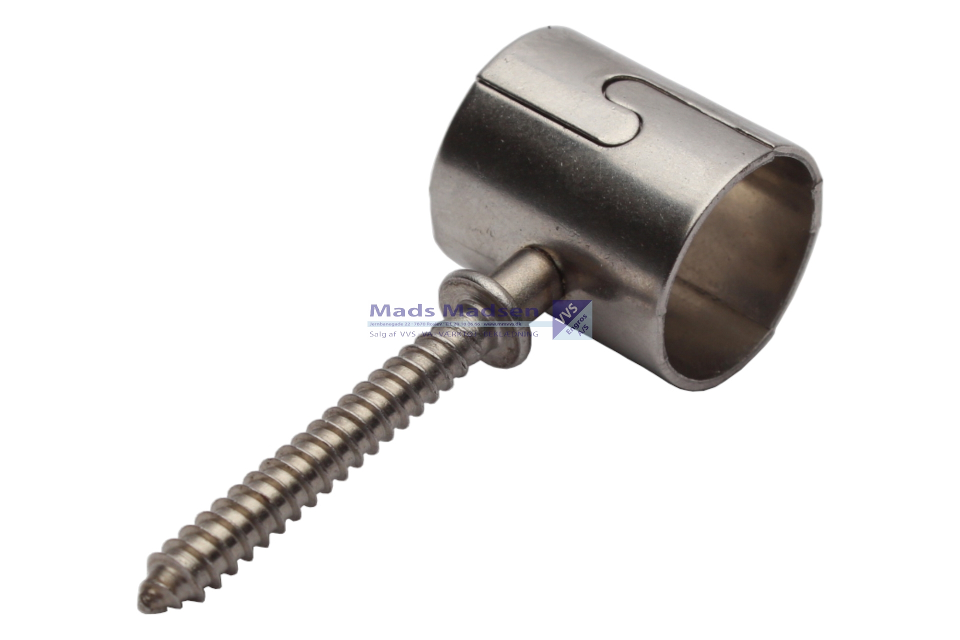 22mm rustfri rørholder m/ansatsskrue (S)