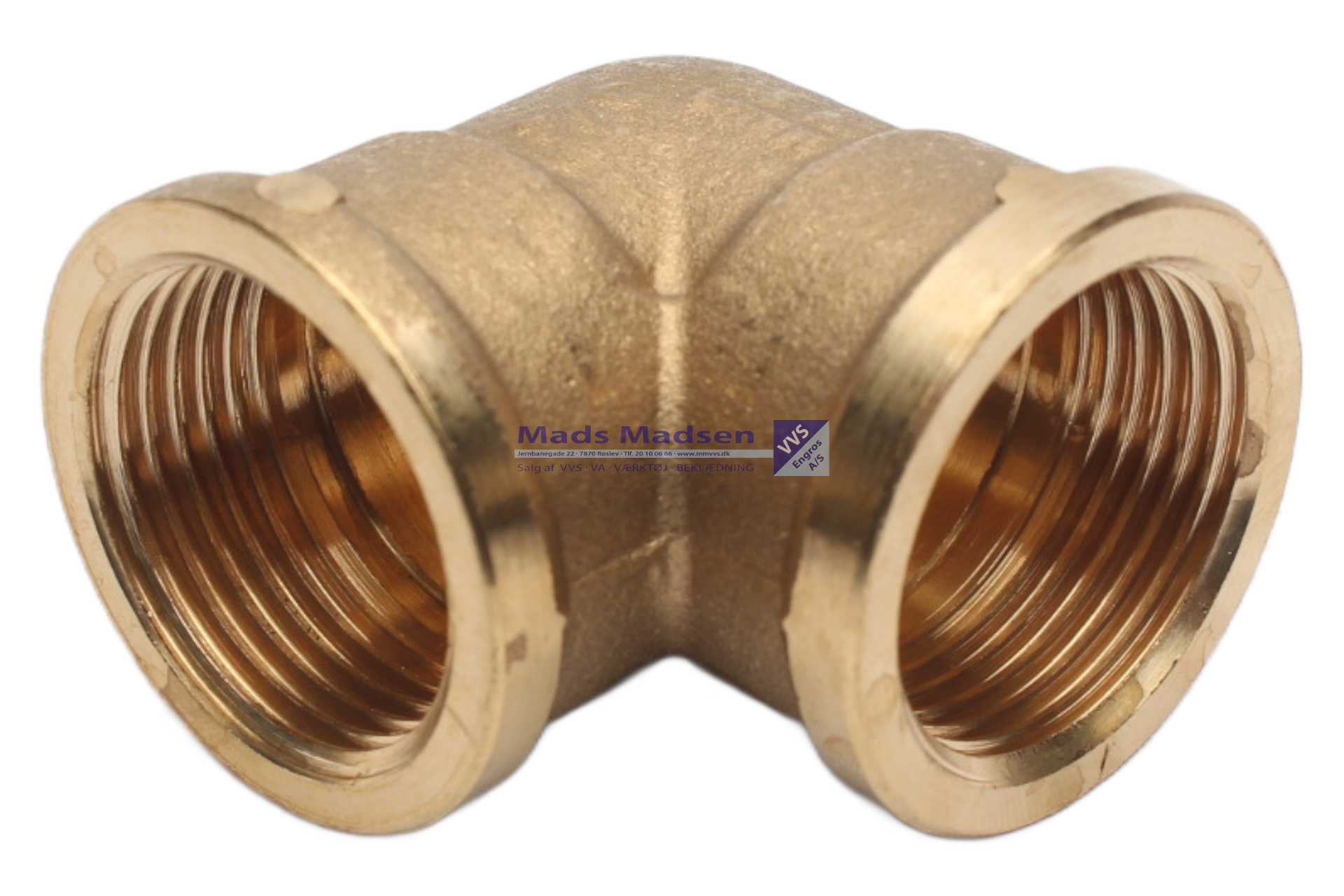 1 1/4" messing vinkel m/m