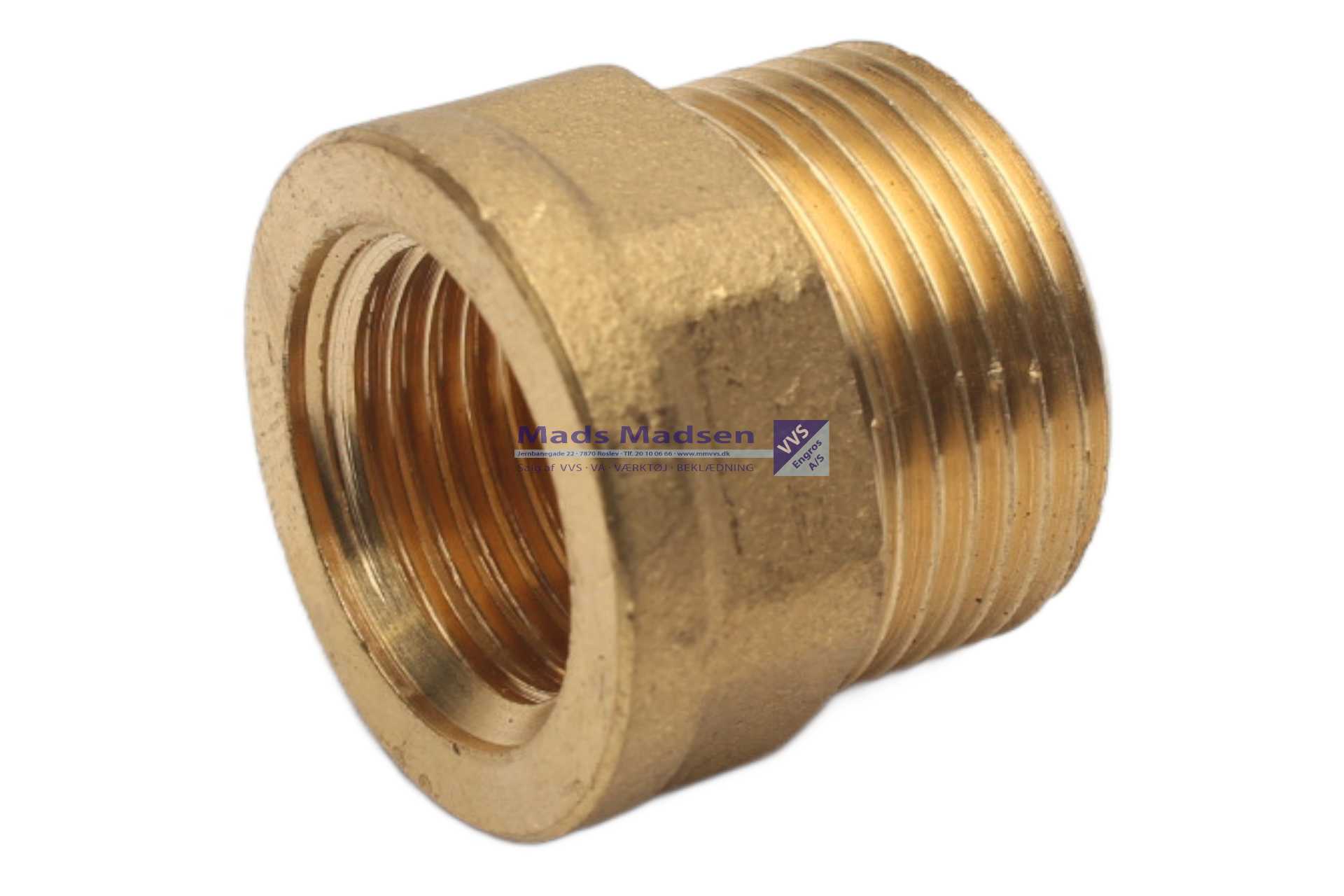 1/2" x 3/4" messing omv spidsmuf