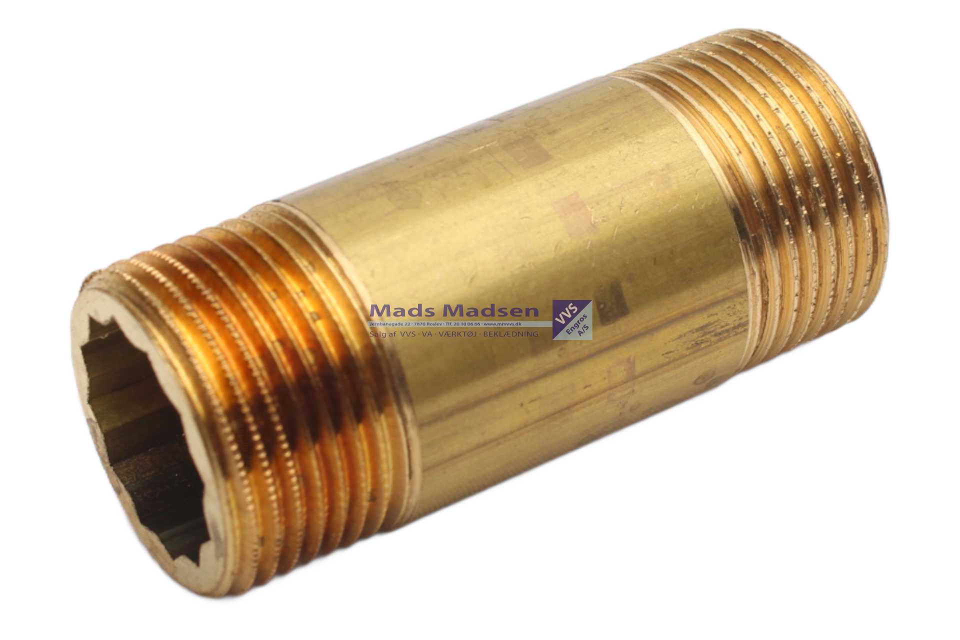 3/4" x 80mm messing nippelrør