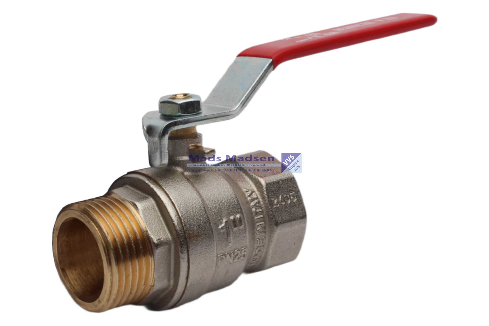 3/4" Tiemme kuglehane M-N hd-tag RØD