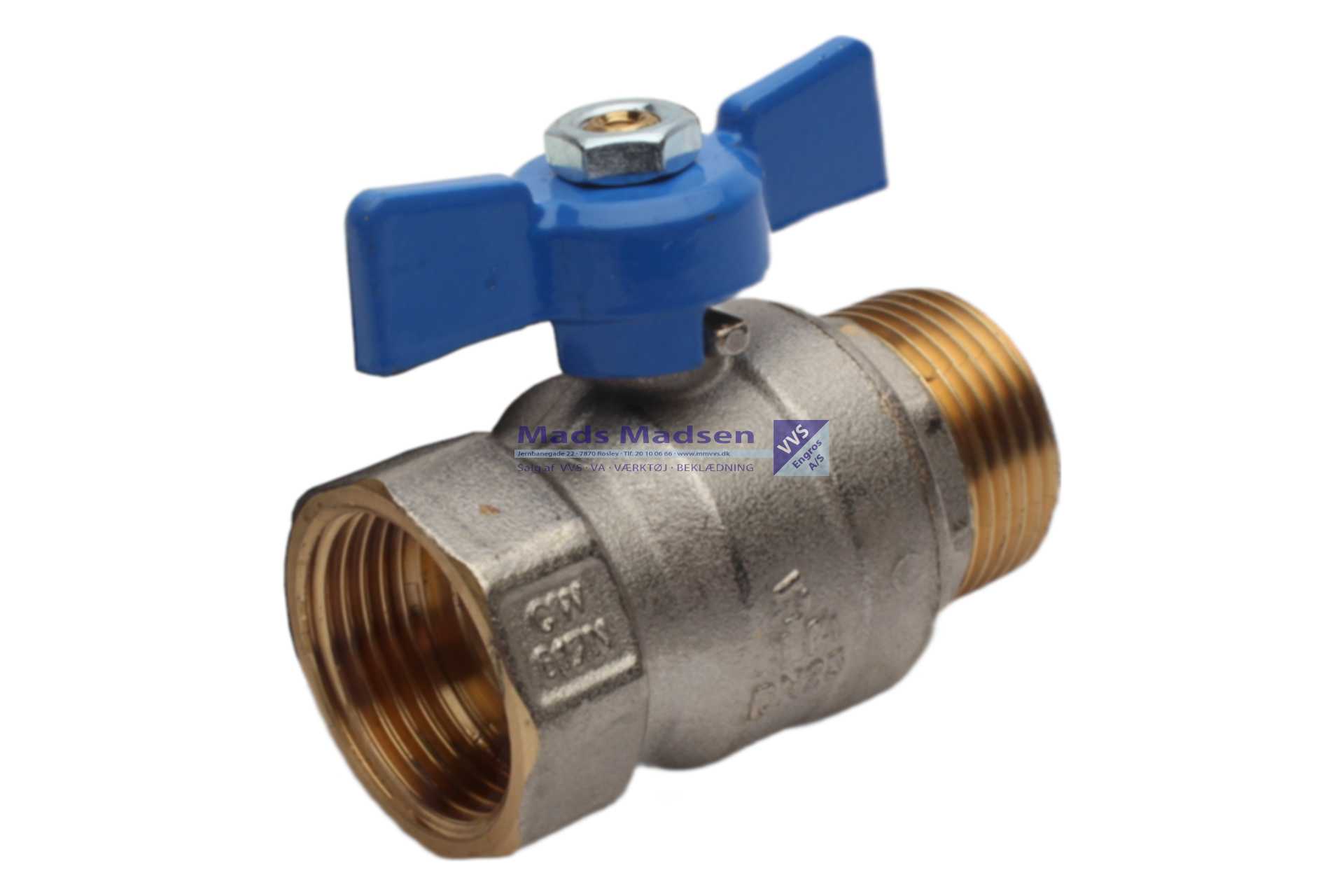 3/4" Tiemme kuglehane M-N T-greb BLÅ