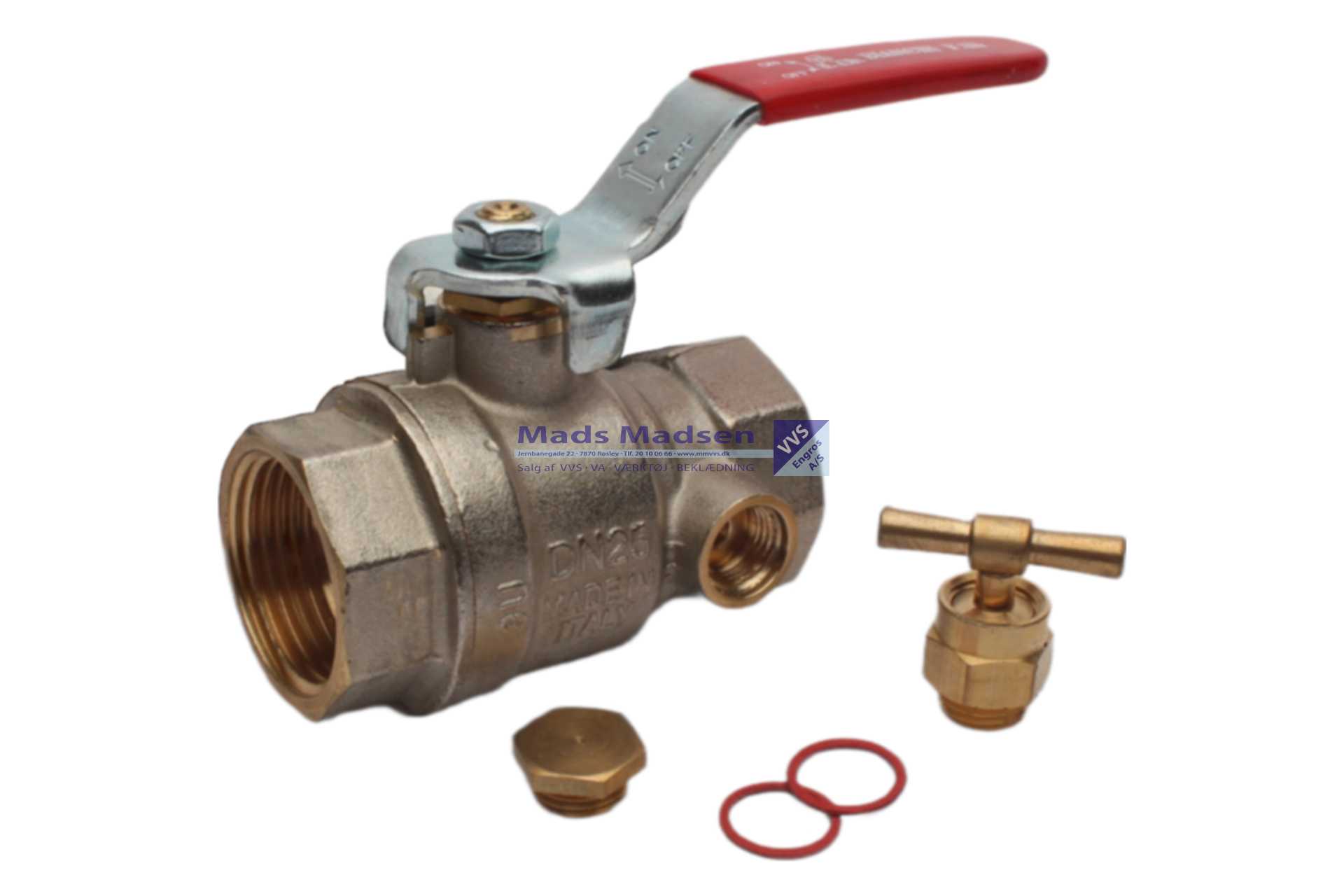 3/4" Tiemme kuglehane M-M m/aftap