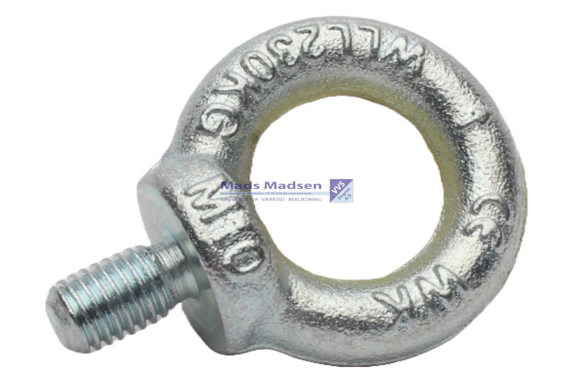 M8 Øjebolt DIN 580 FZB Godkendt til løft max. 140 kg.